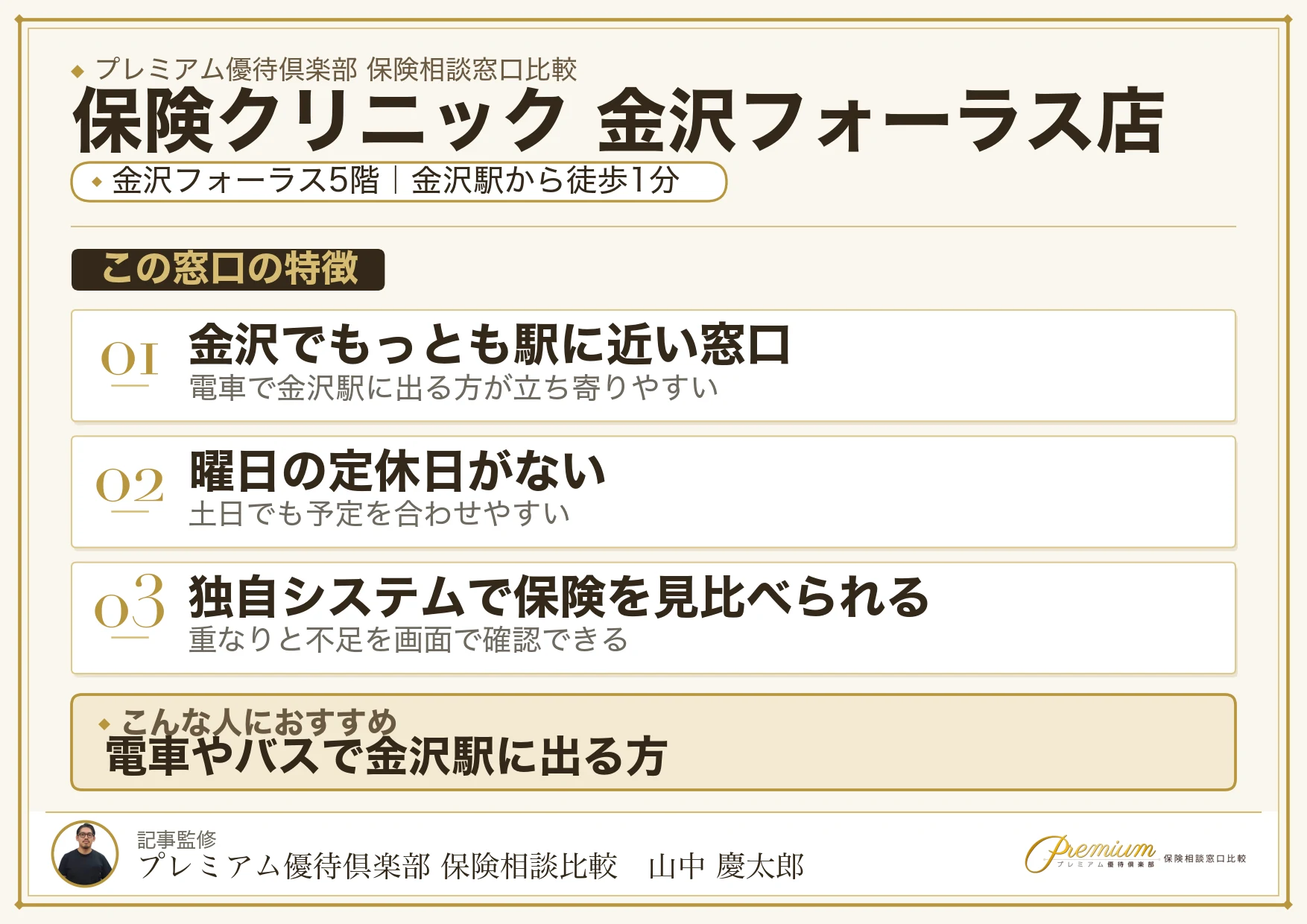 保険クリニック 金沢フォーラス店の特徴まとめ