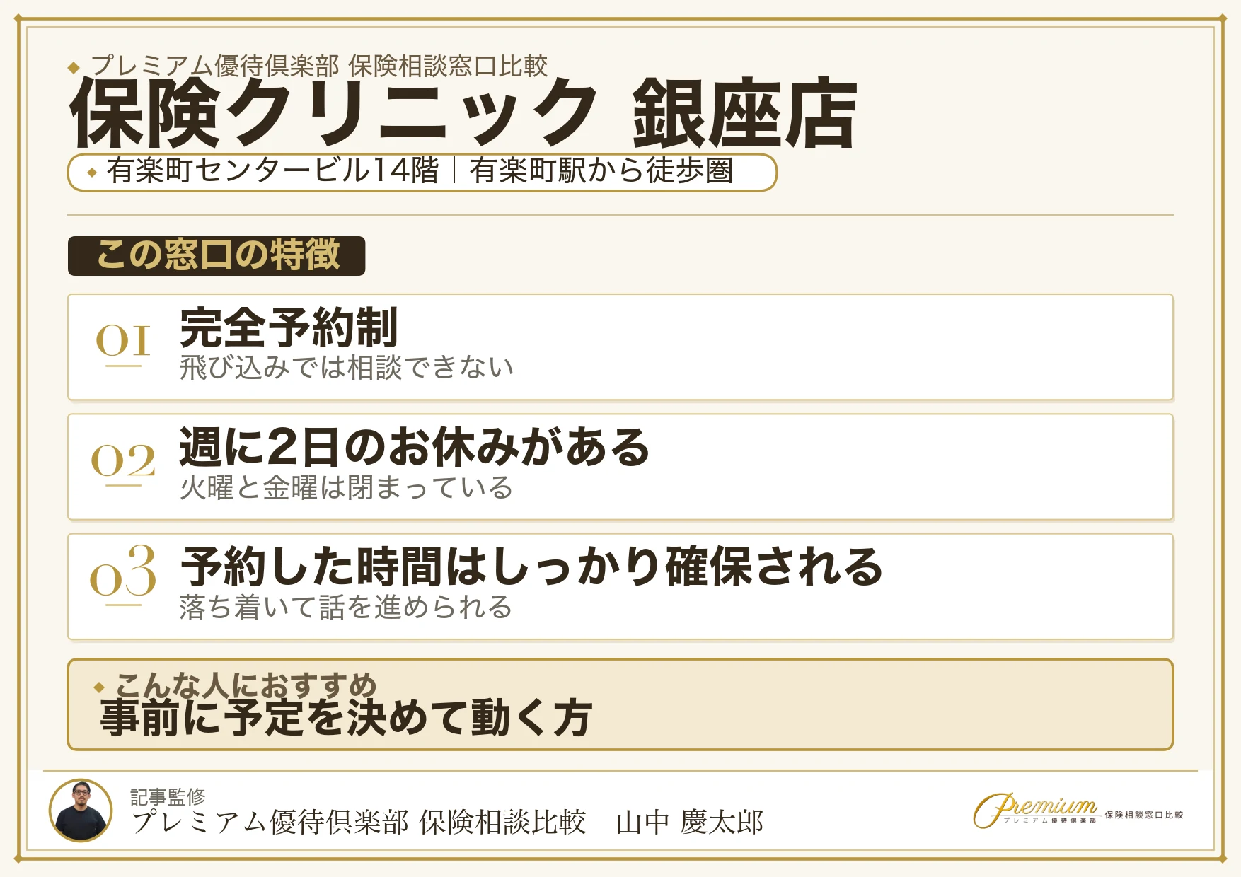 保険クリニック 銀座店の特徴まとめ