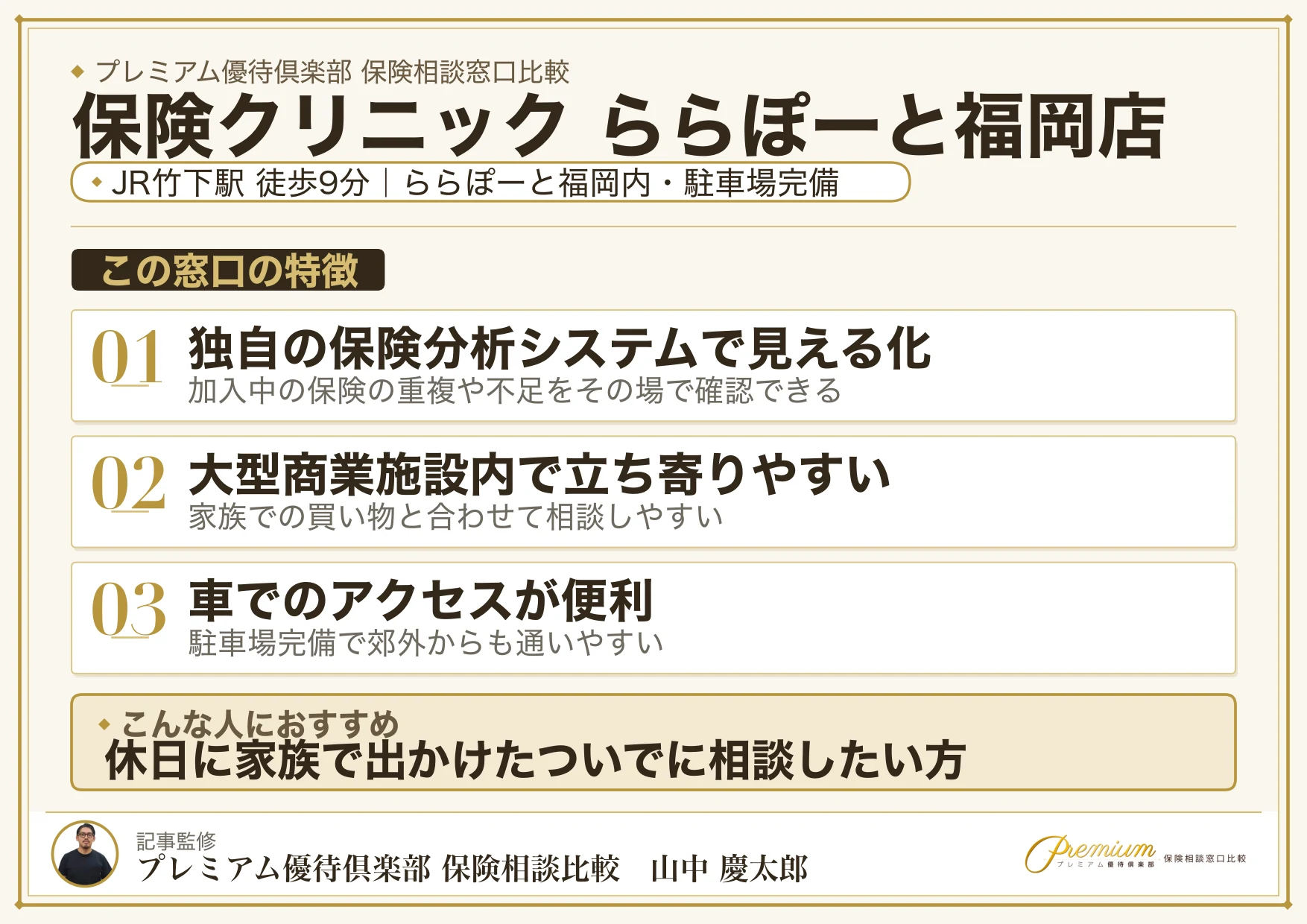 保険クリニック ららぽーと福岡店の特徴まとめ
