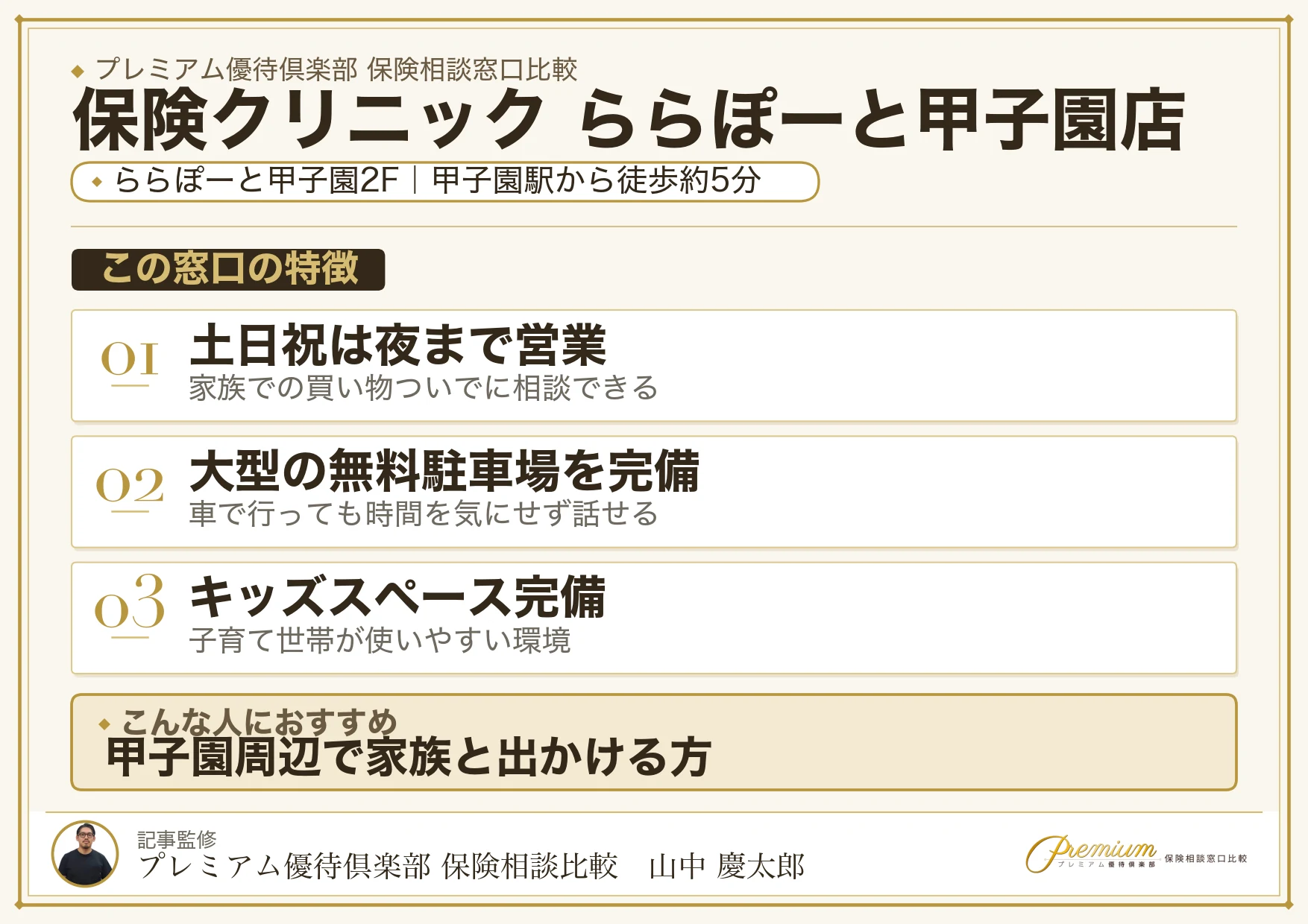 保険クリニック ららぽーと甲子園店の特徴まとめ