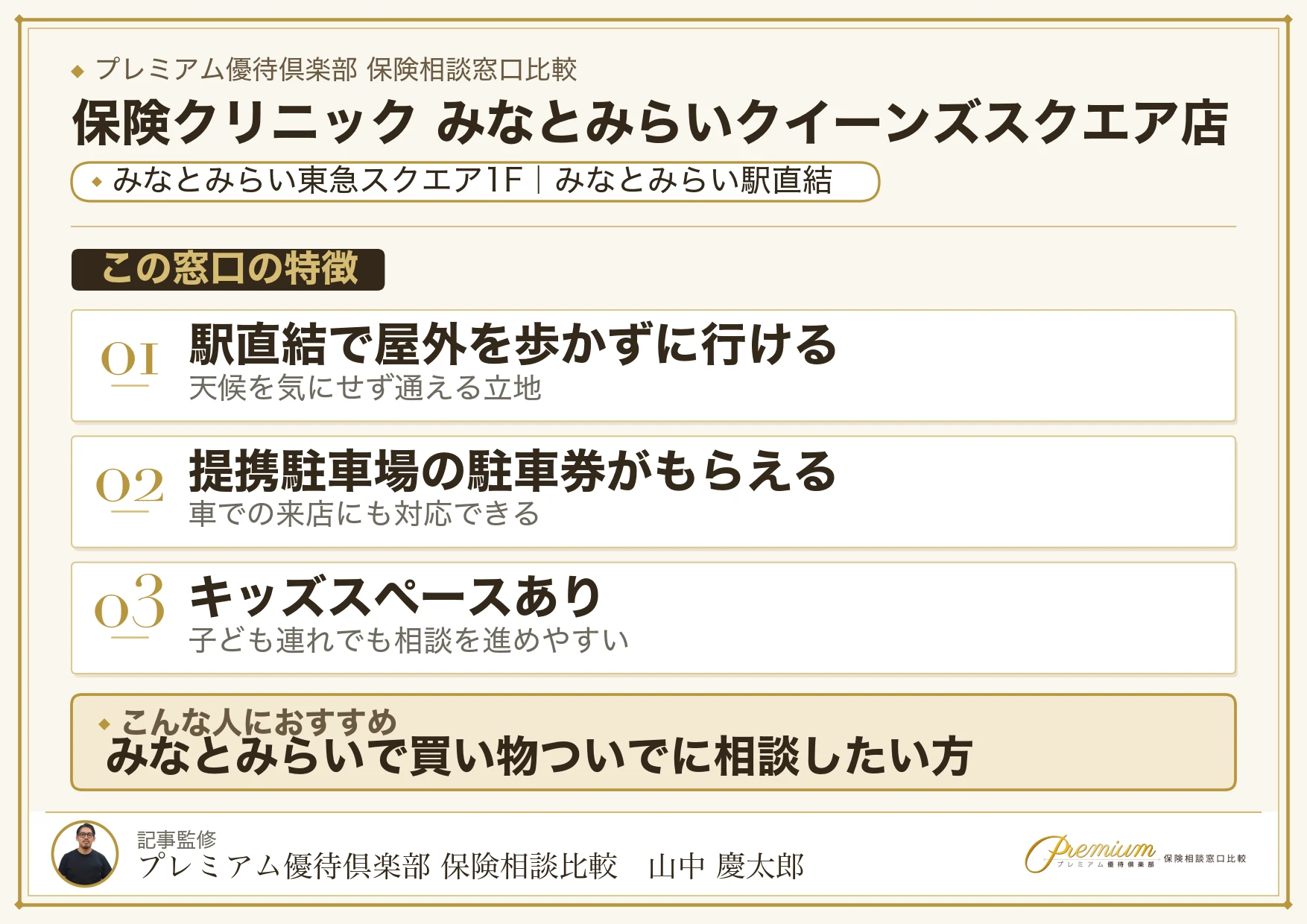 保険クリニック みなとみらいクイーンズスクエア店の特徴まとめ