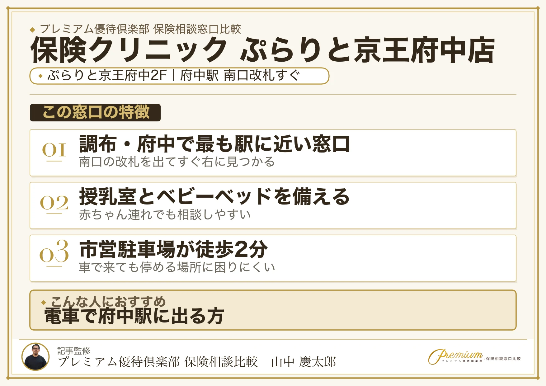 保険クリニック ぷらりと京王府中店の特徴まとめ