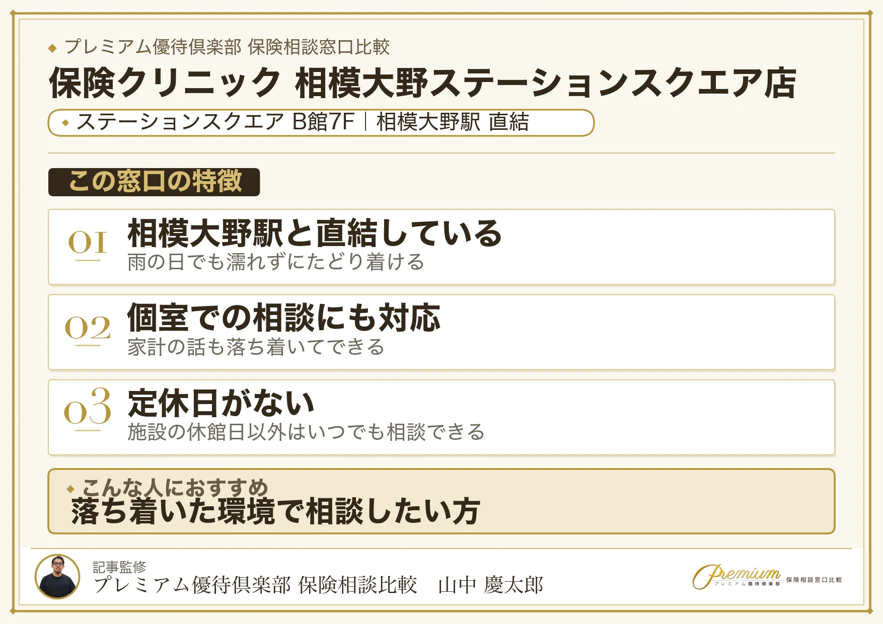 保険クリニック 相模大野ステーションスクエア店の特徴まとめ