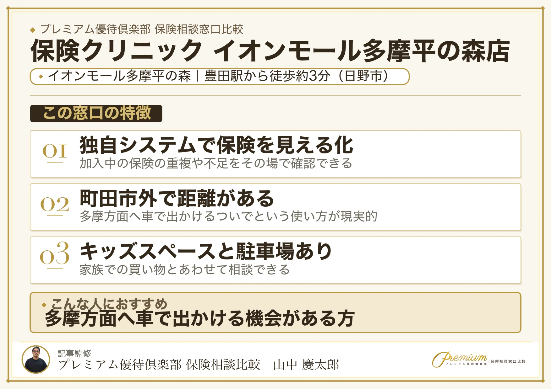 保険クリニック イオンモール多摩平の森店の特徴まとめ