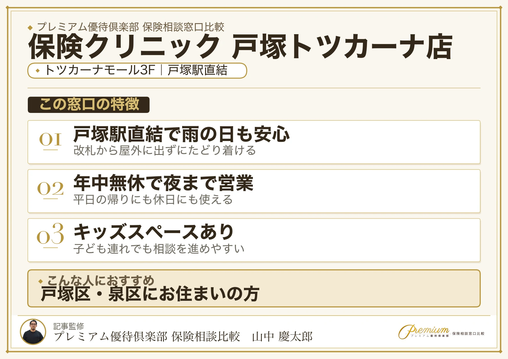 保険クリニック 戸塚トツカーナ店の特徴まとめ