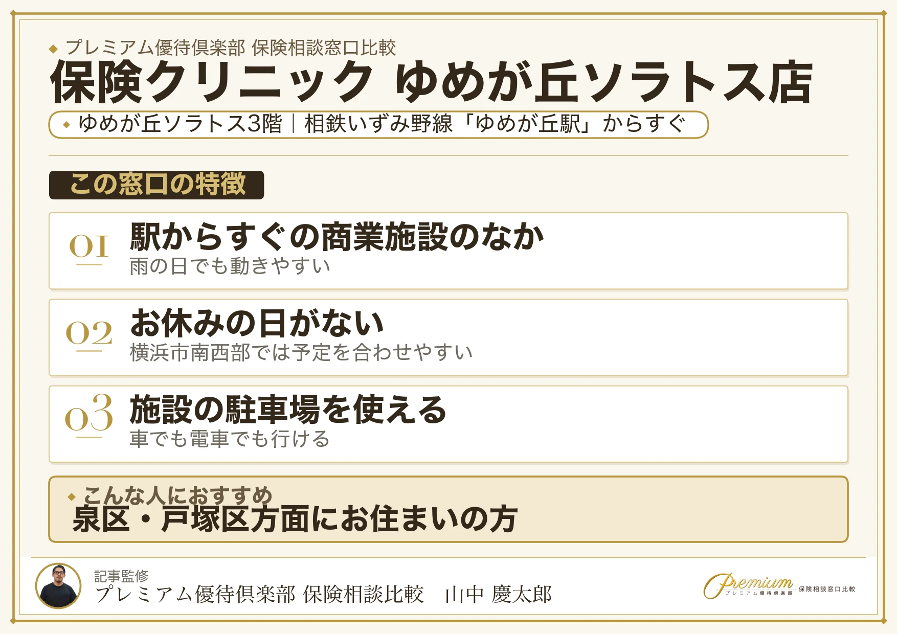 保険クリニック ゆめが丘ソラトス店の特徴まとめ