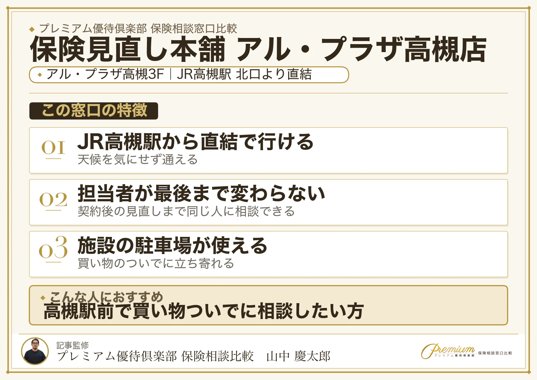 保険見直し本舗 アル・プラザ高槻店の特徴まとめ