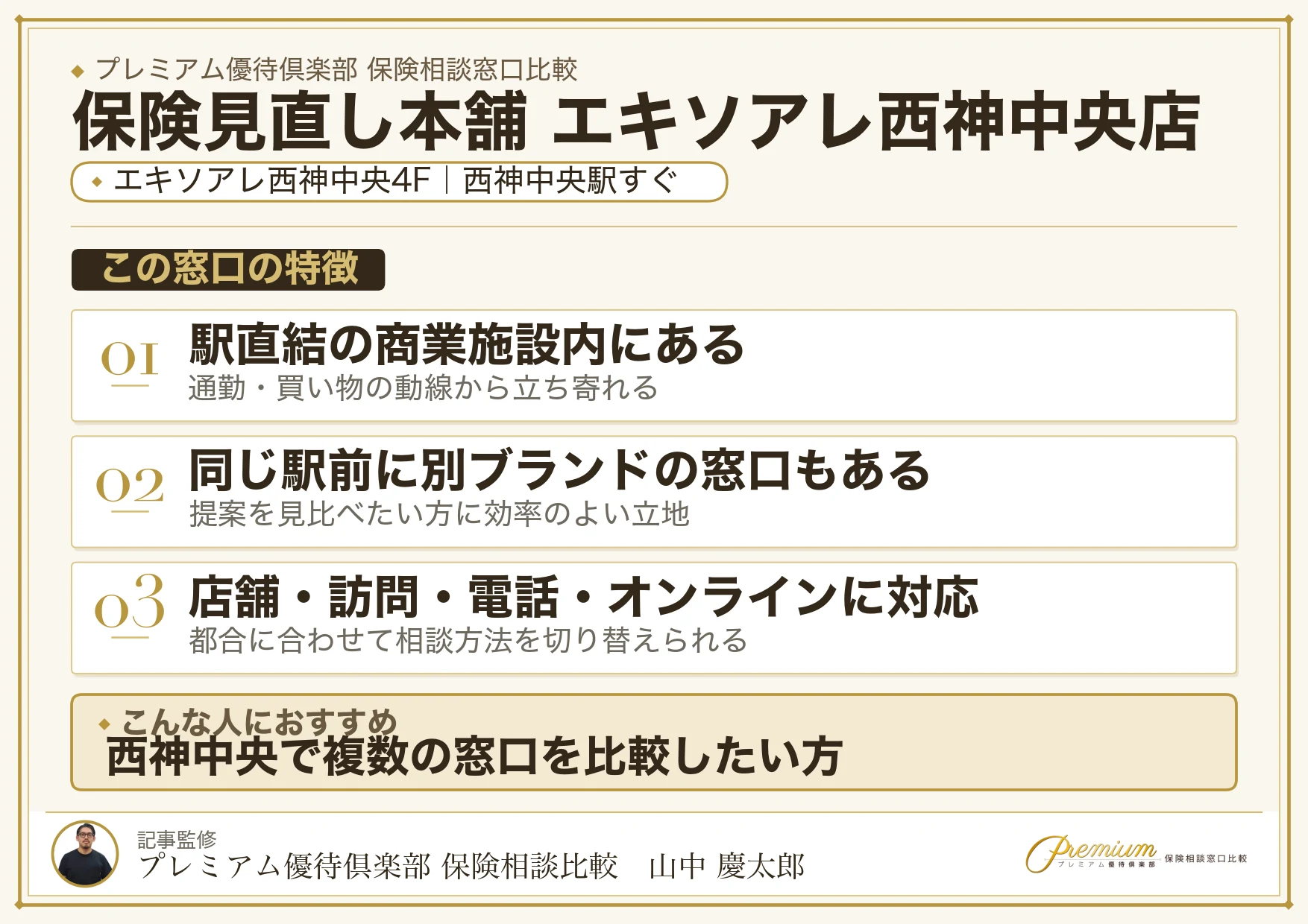 保険見直し本舗 エキソアレ西神中央店の特徴まとめ