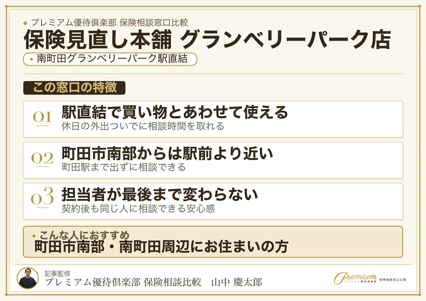保険見直し本舗 グランベリーパーク店の特徴まとめ