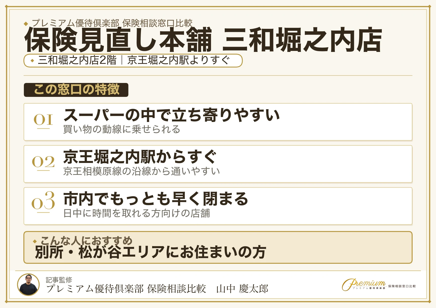 保険見直し本舗 三和堀之内店の特徴まとめ