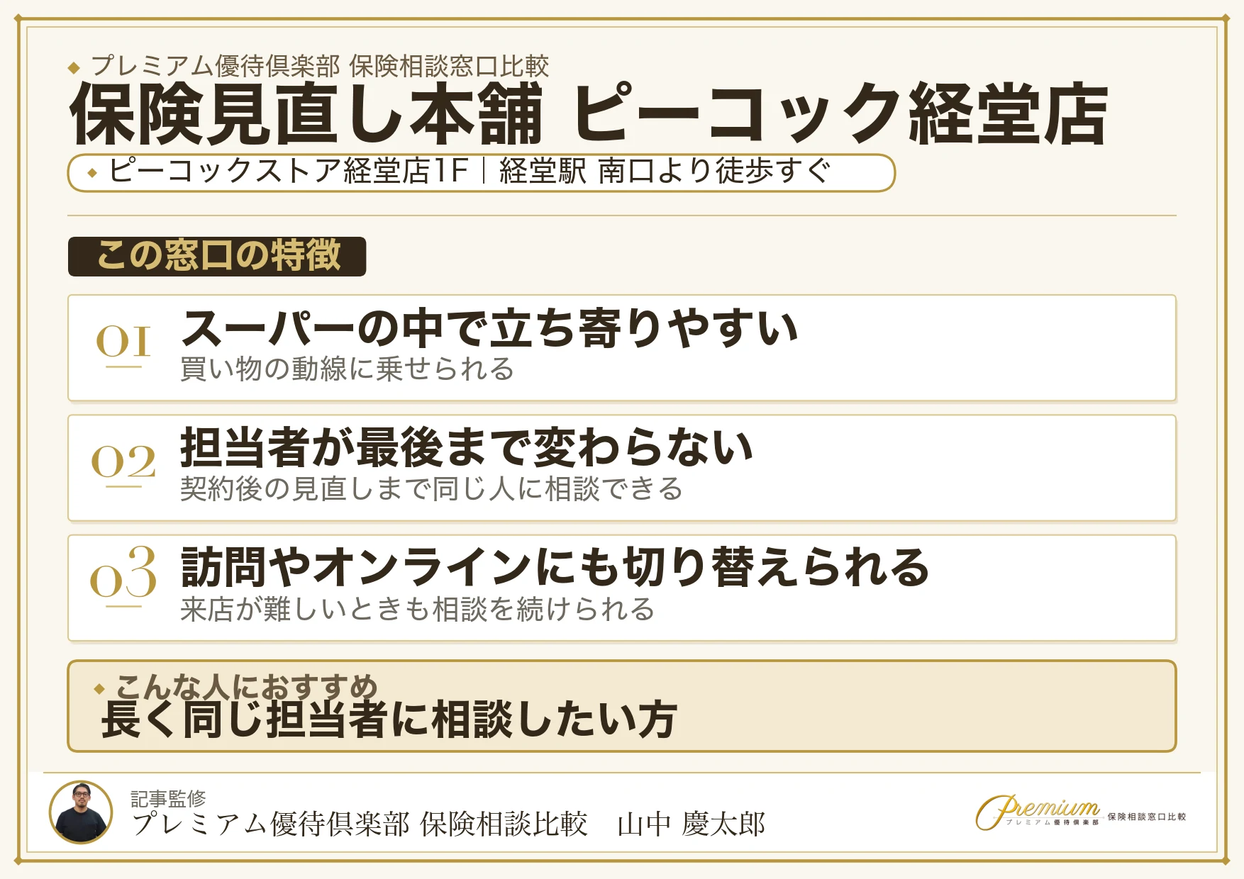 保険見直し本舗 ピーコック経堂店の特徴まとめ