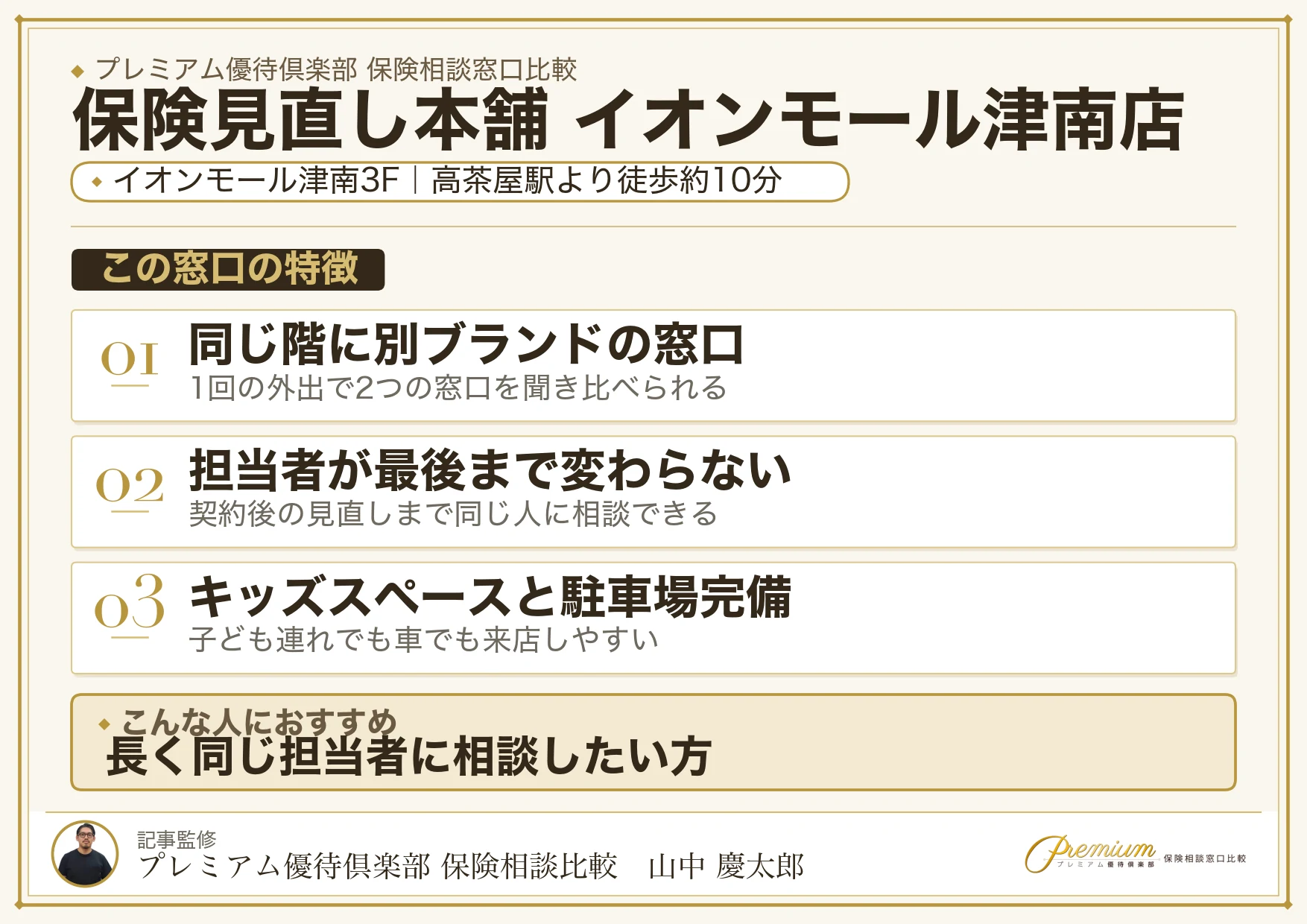 保険見直し本舗 イオンモール津南店の特徴まとめ