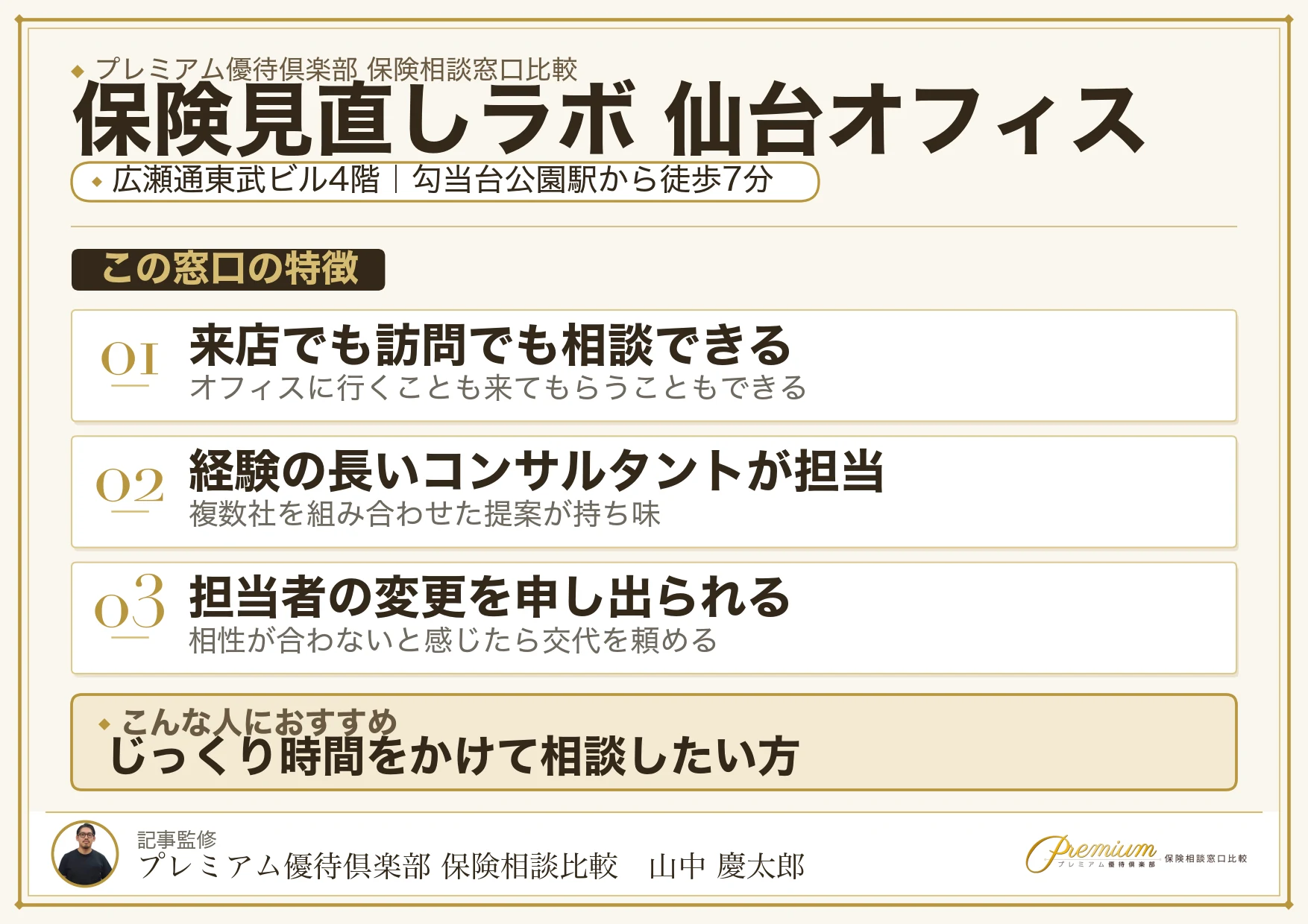保険見直しラボ 仙台オフィスの特徴まとめ