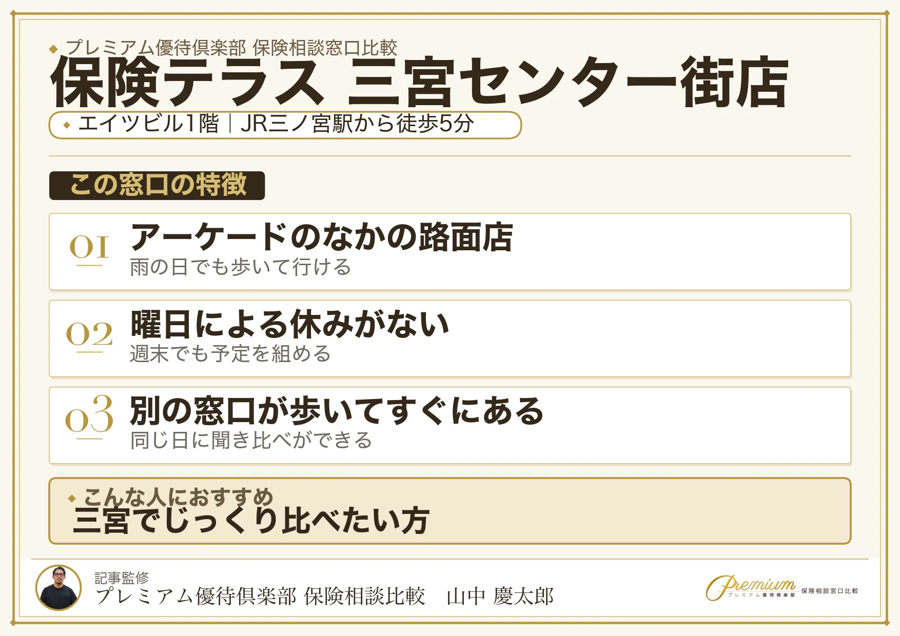 保険テラス 三宮センター街店の特徴まとめ