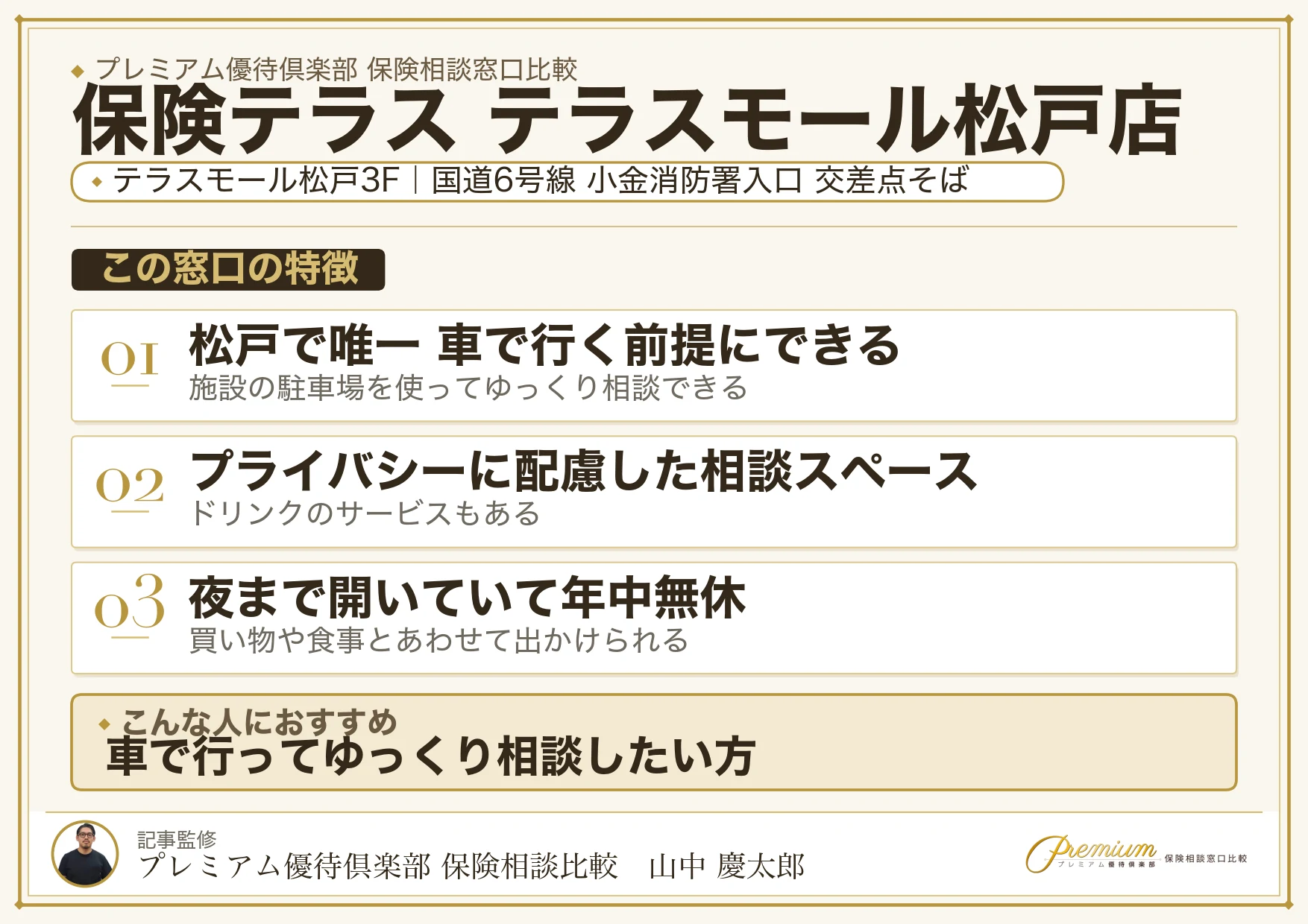 保険テラス テラスモール松戸店の特徴まとめ