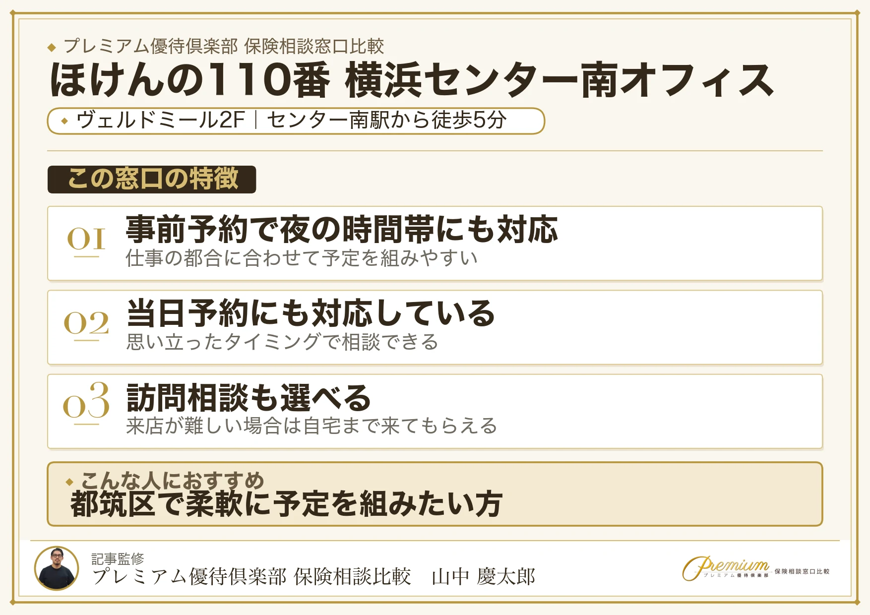 ほけんの110番 横浜センター南オフィスの特徴まとめ
