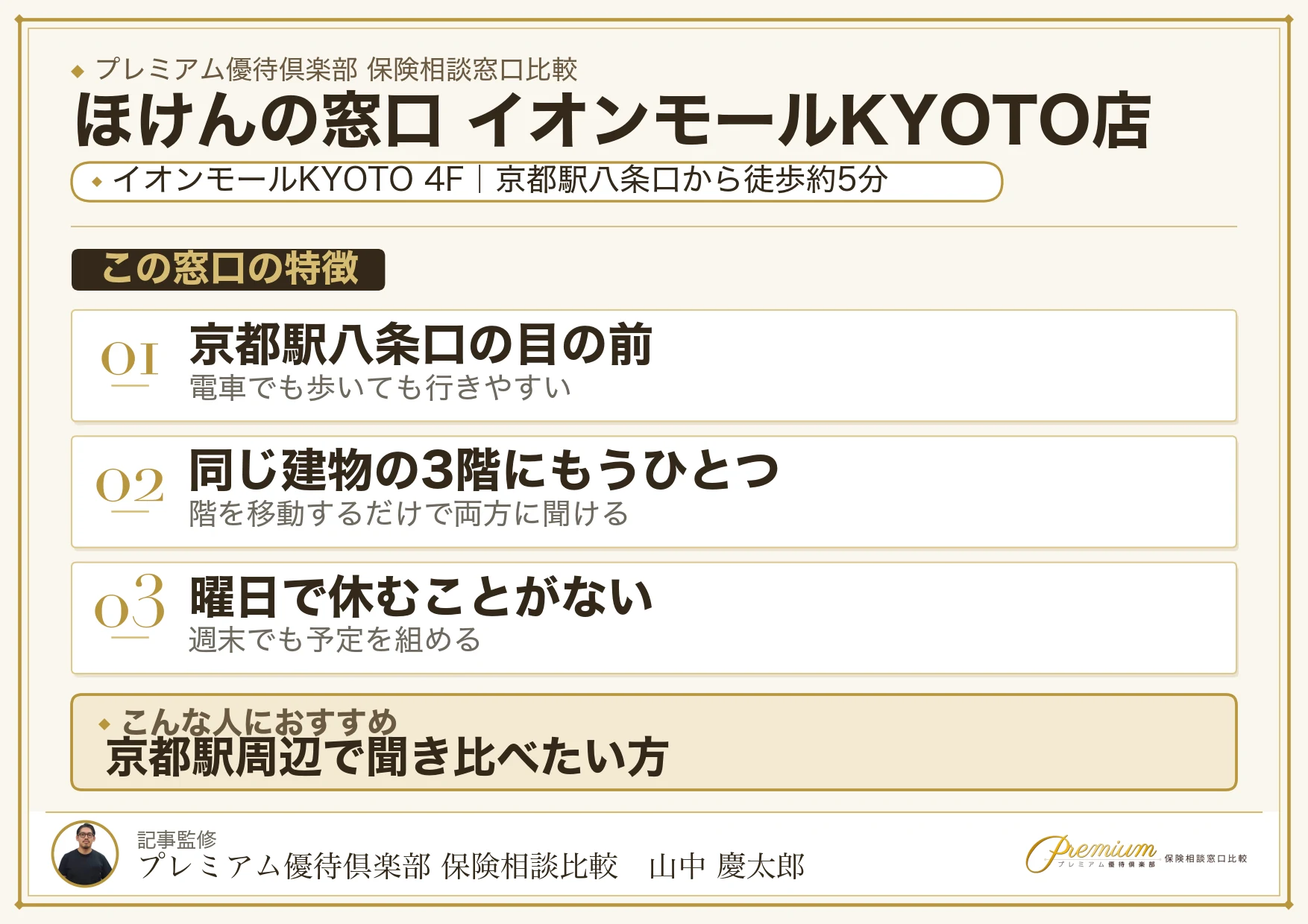 ほけんの窓口 イオンモールKYOTO店の特徴まとめ