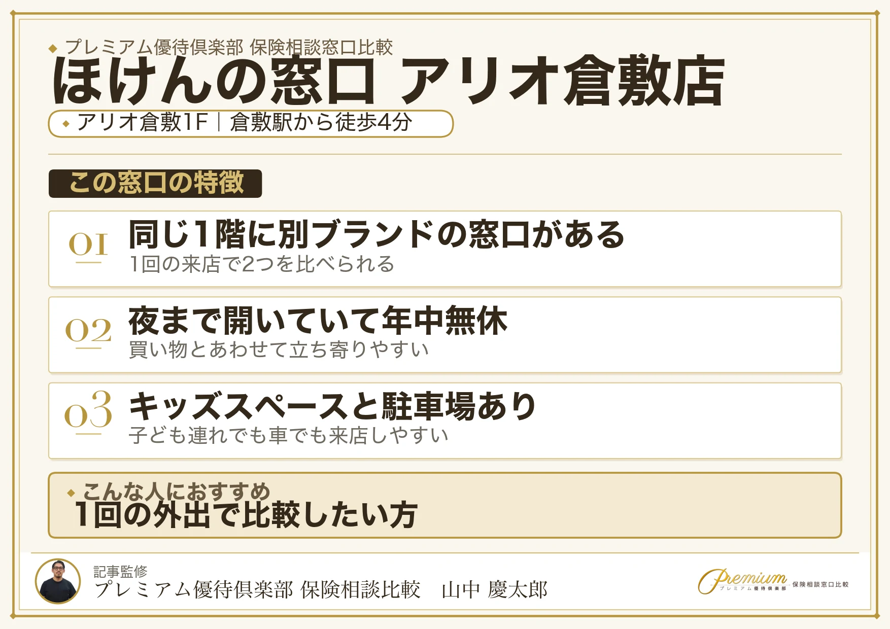 ほけんの窓口 アリオ倉敷店の特徴まとめ