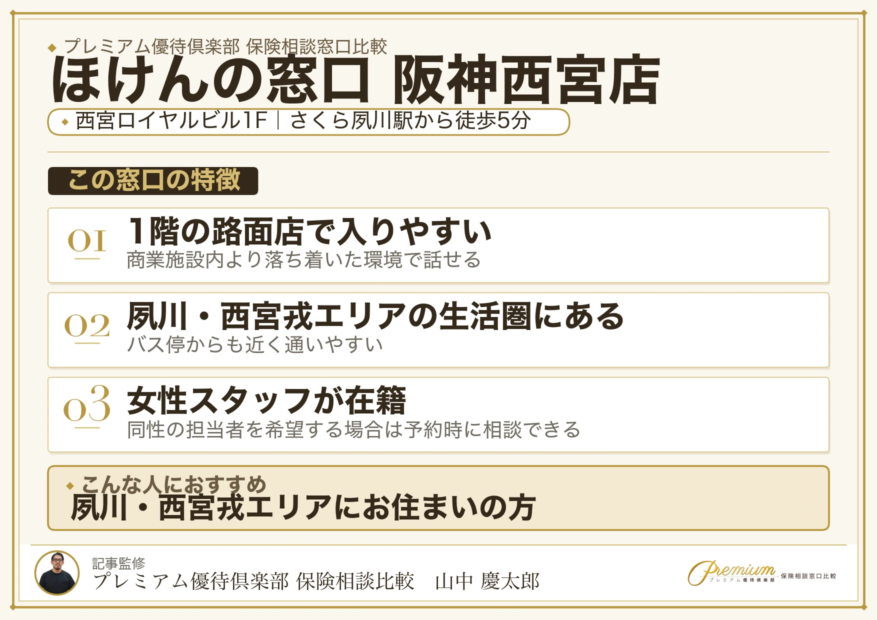 ほけんの窓口 阪神西宮店の特徴まとめ