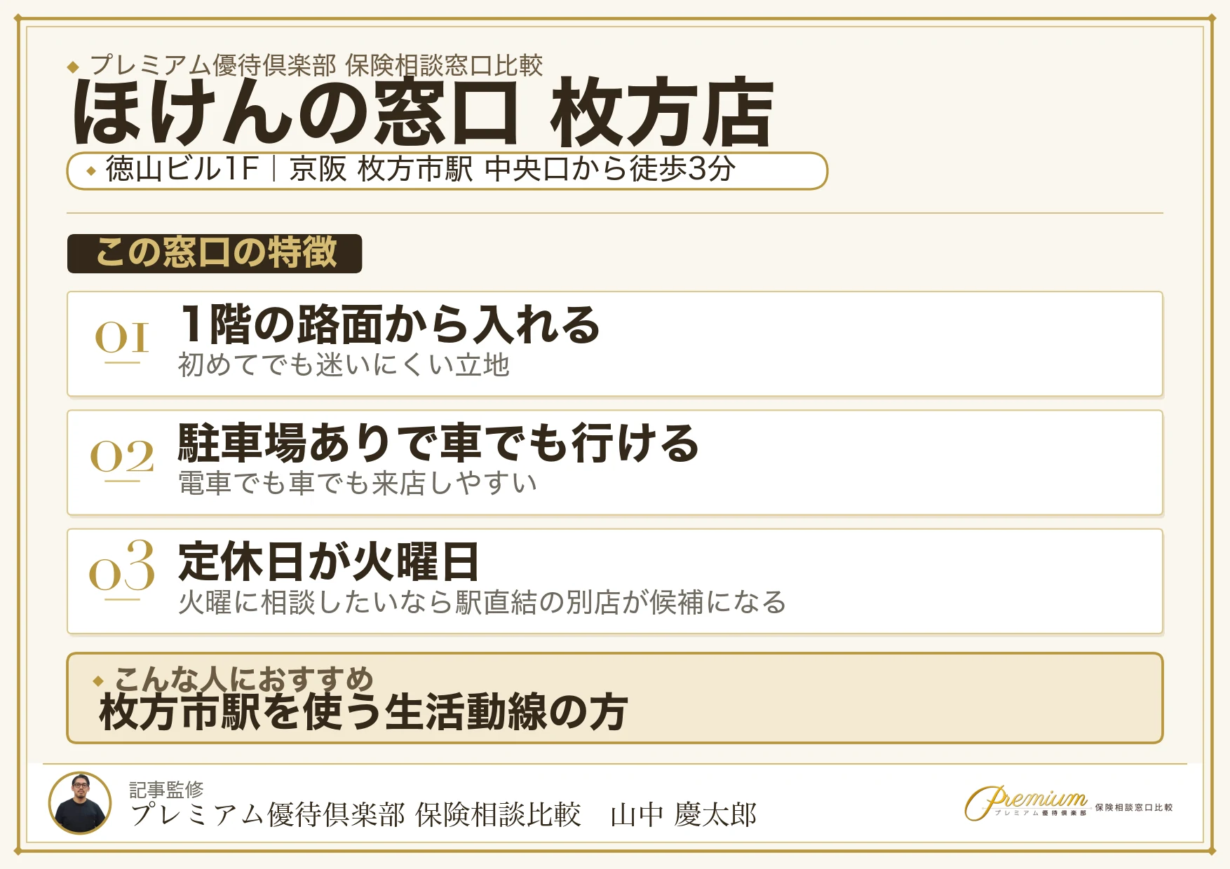 ほけんの窓口 枚方店の特徴まとめ
