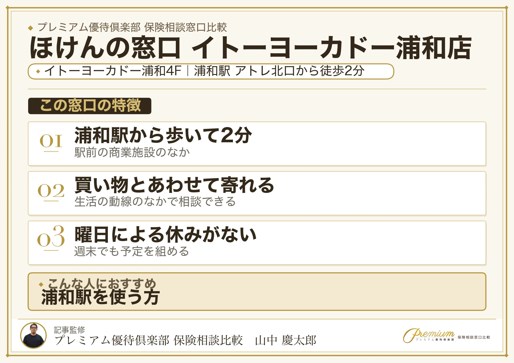 ほけんの窓口 イトーヨーカドー浦和店の特徴まとめ