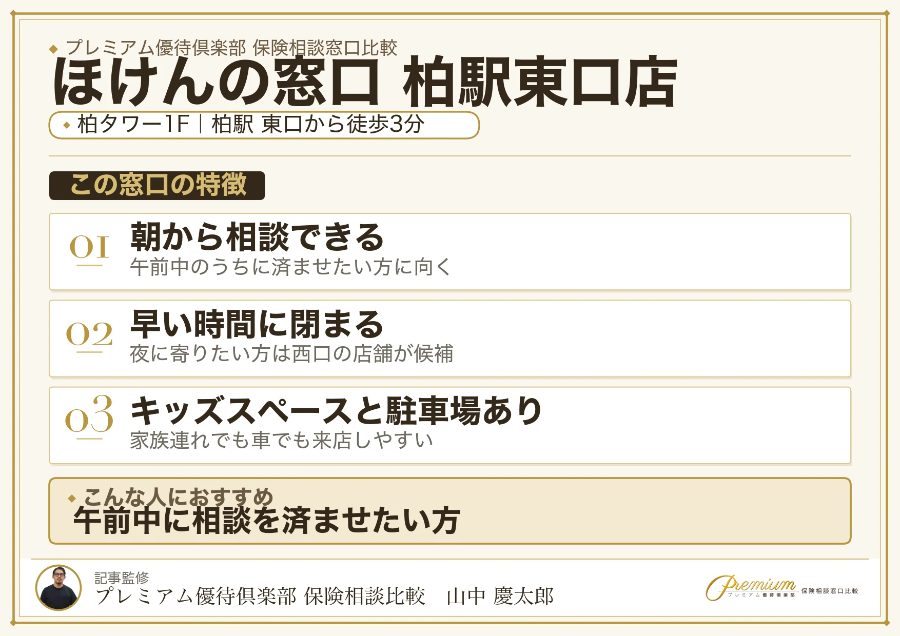 ほけんの窓口 柏駅東口店の特徴まとめ