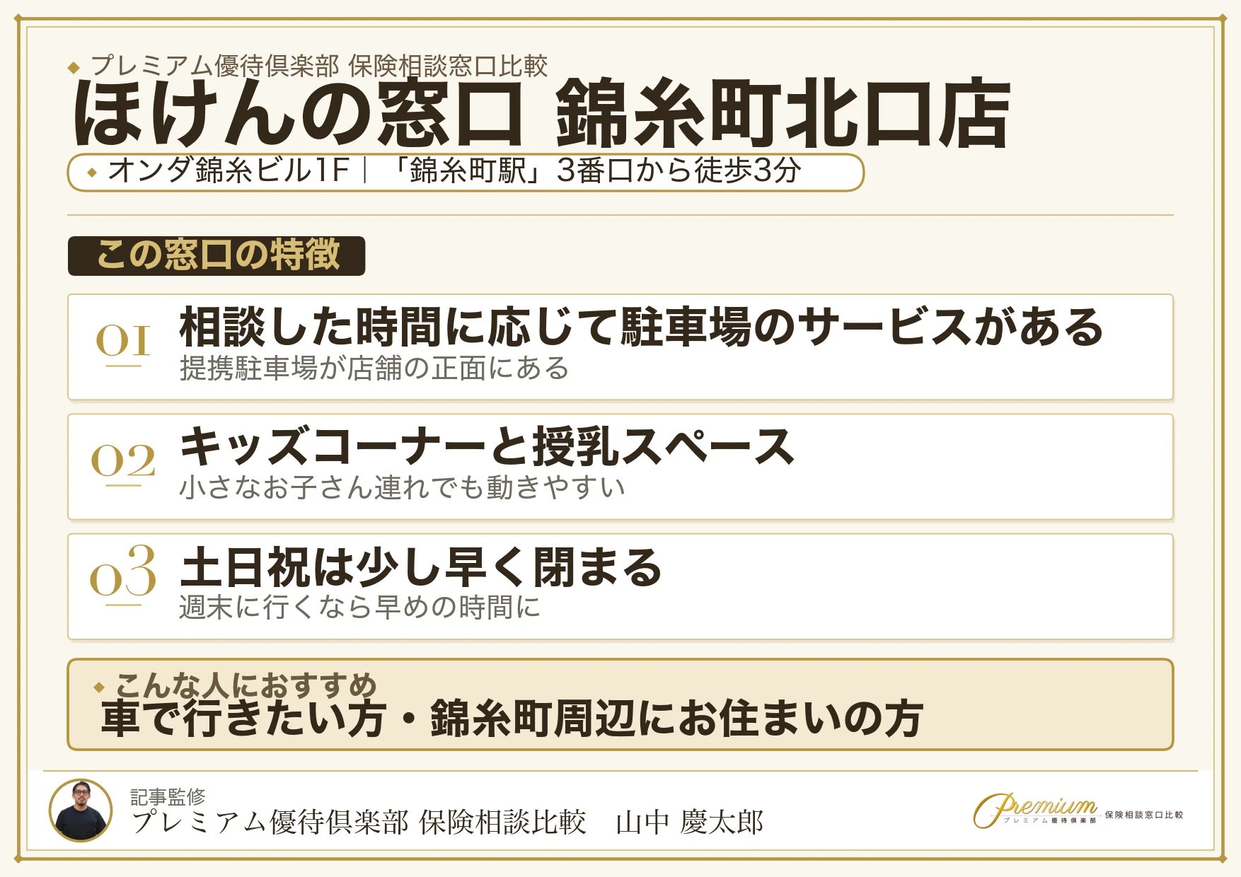 ほけんの窓口 錦糸町北口店の特徴まとめ