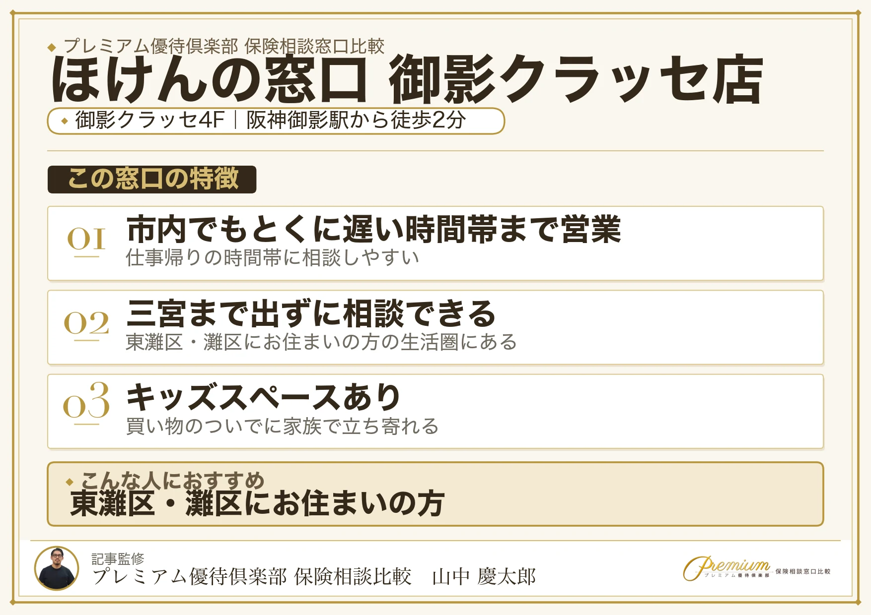 ほけんの窓口 御影クラッセ店の特徴まとめ