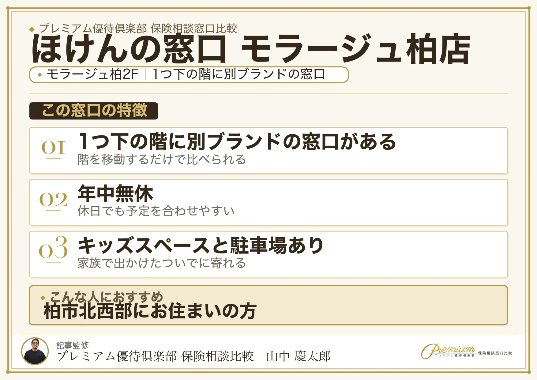ほけんの窓口 モラージュ柏店の特徴まとめ