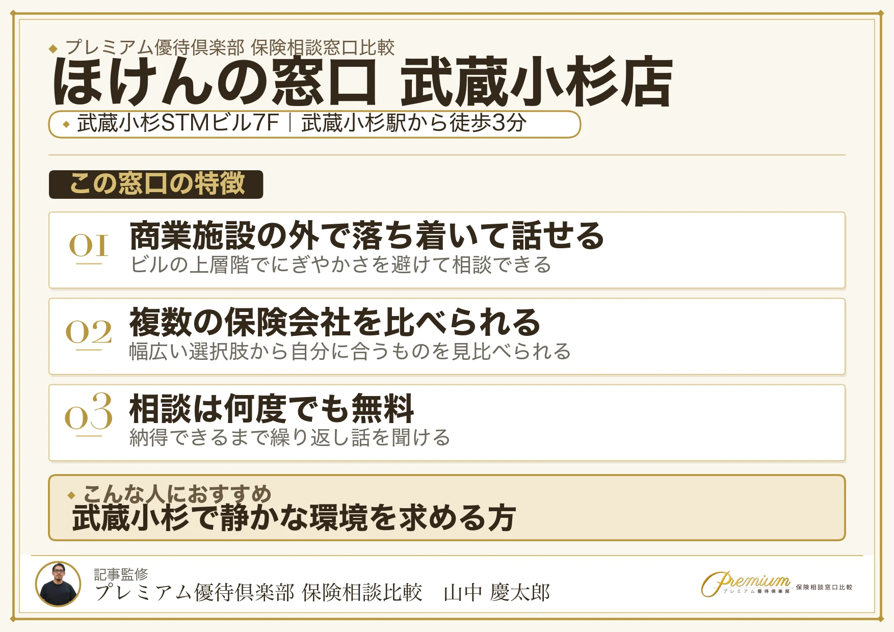 ほけんの窓口 武蔵小杉店の特徴まとめ