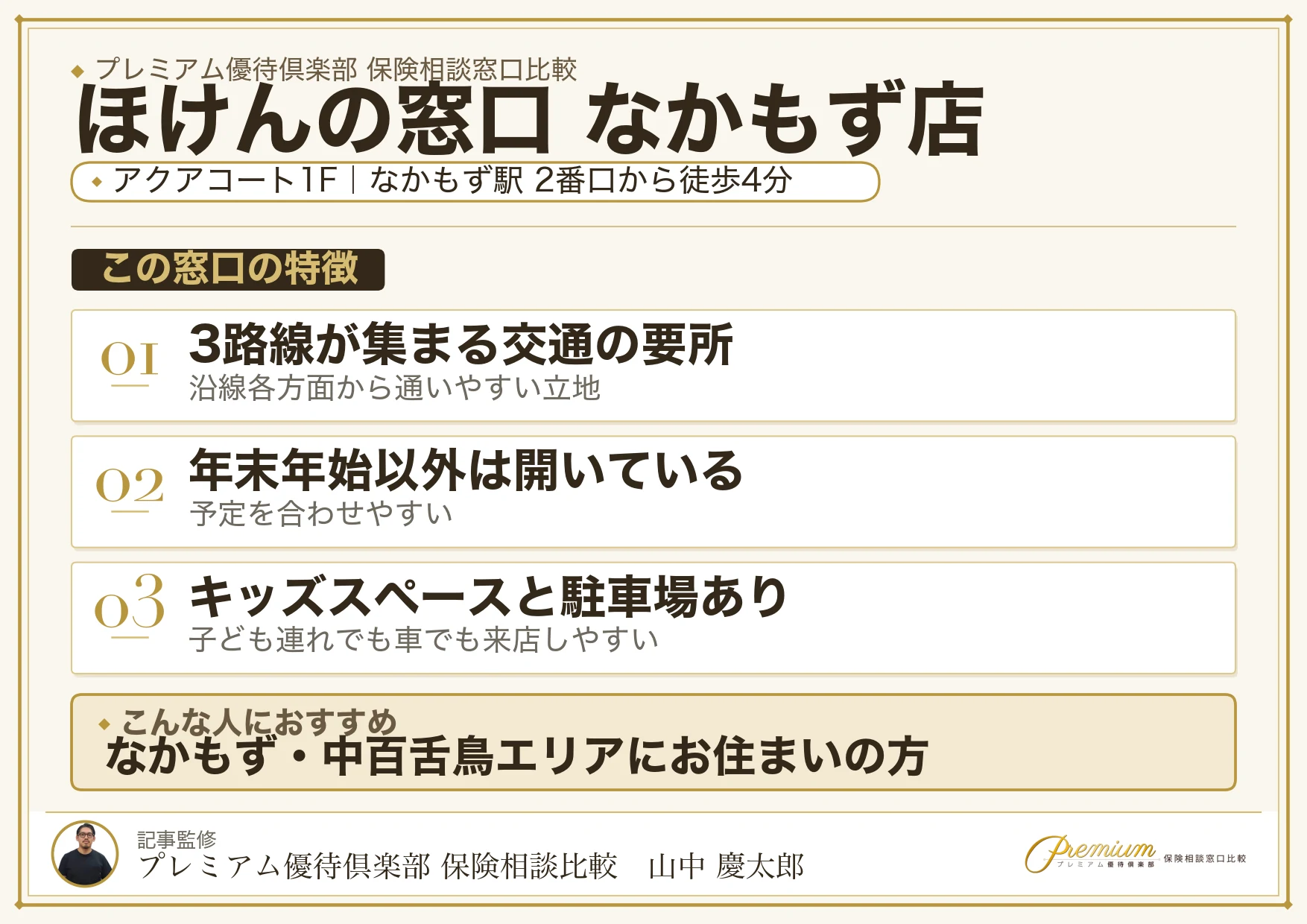 ほけんの窓口 なかもず店の特徴まとめ