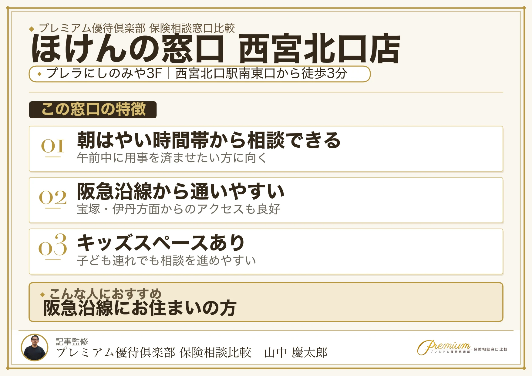 ほけんの窓口 西宮北口店の特徴まとめ