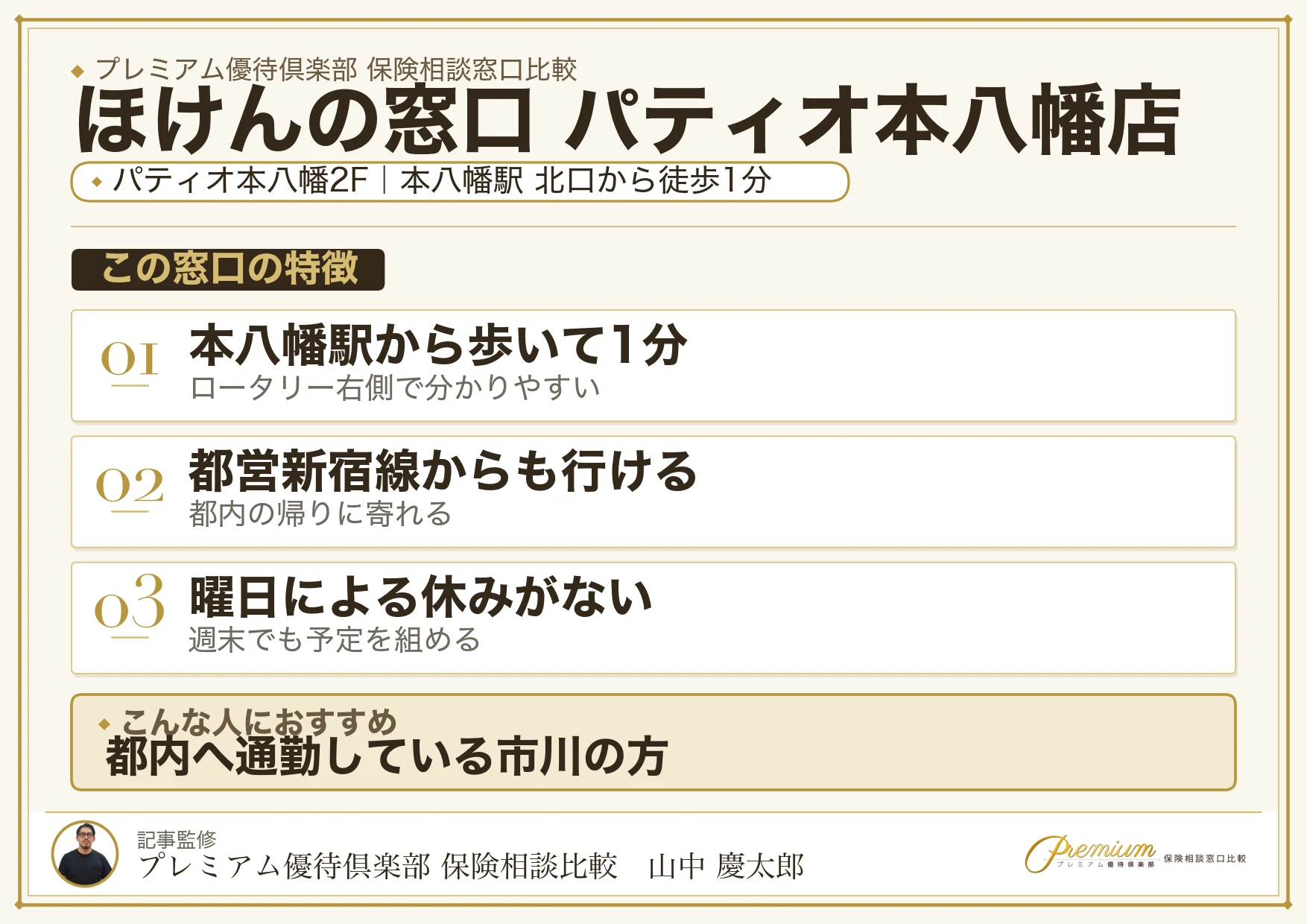 ほけんの窓口 パティオ本八幡店の特徴まとめ