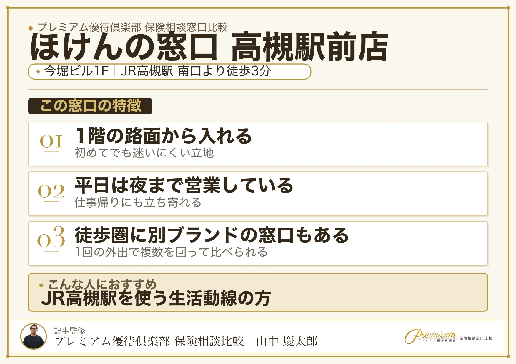 ほけんの窓口 高槻駅前店の特徴まとめ