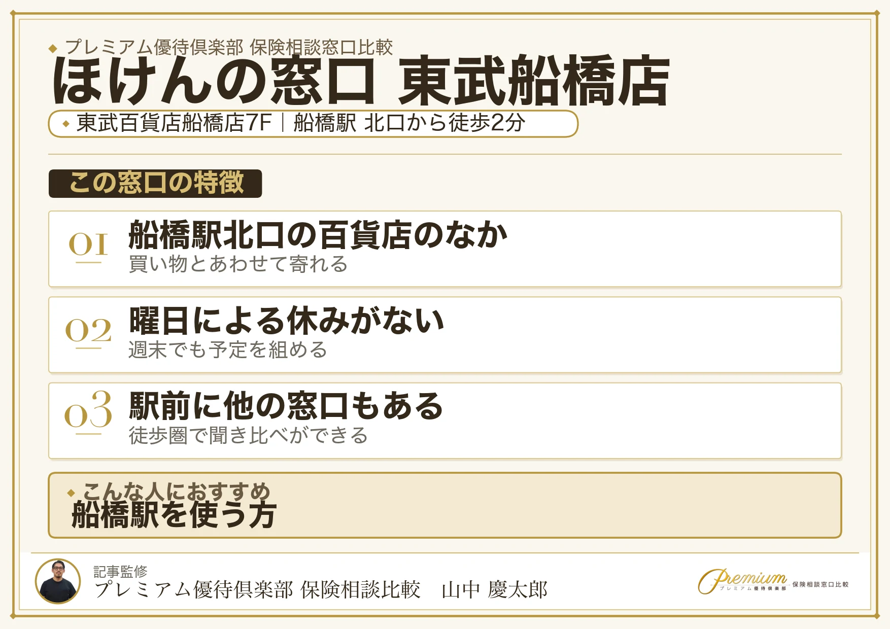 ほけんの窓口 東武船橋店の特徴まとめ