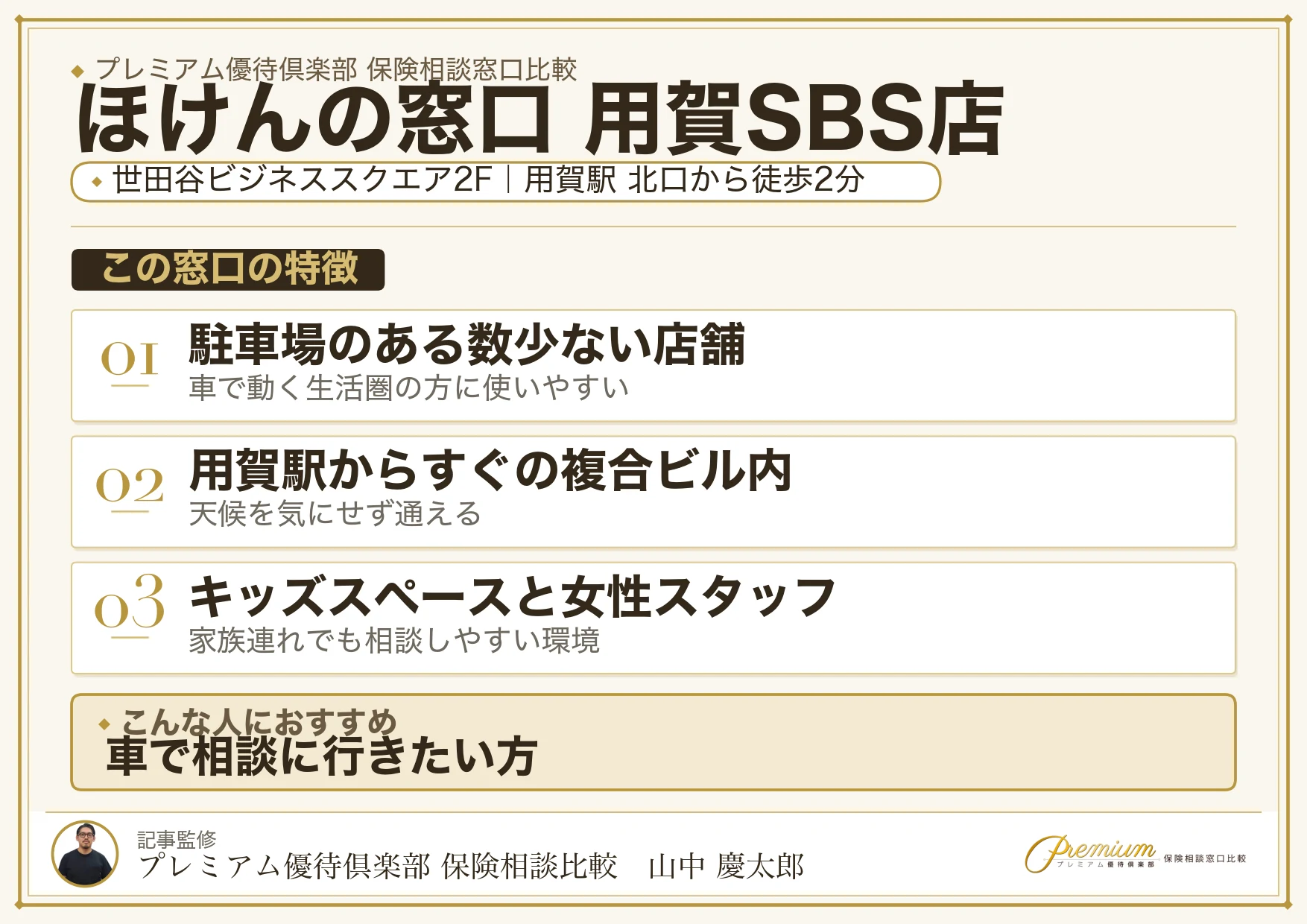 ほけんの窓口 用賀SBS店の特徴まとめ