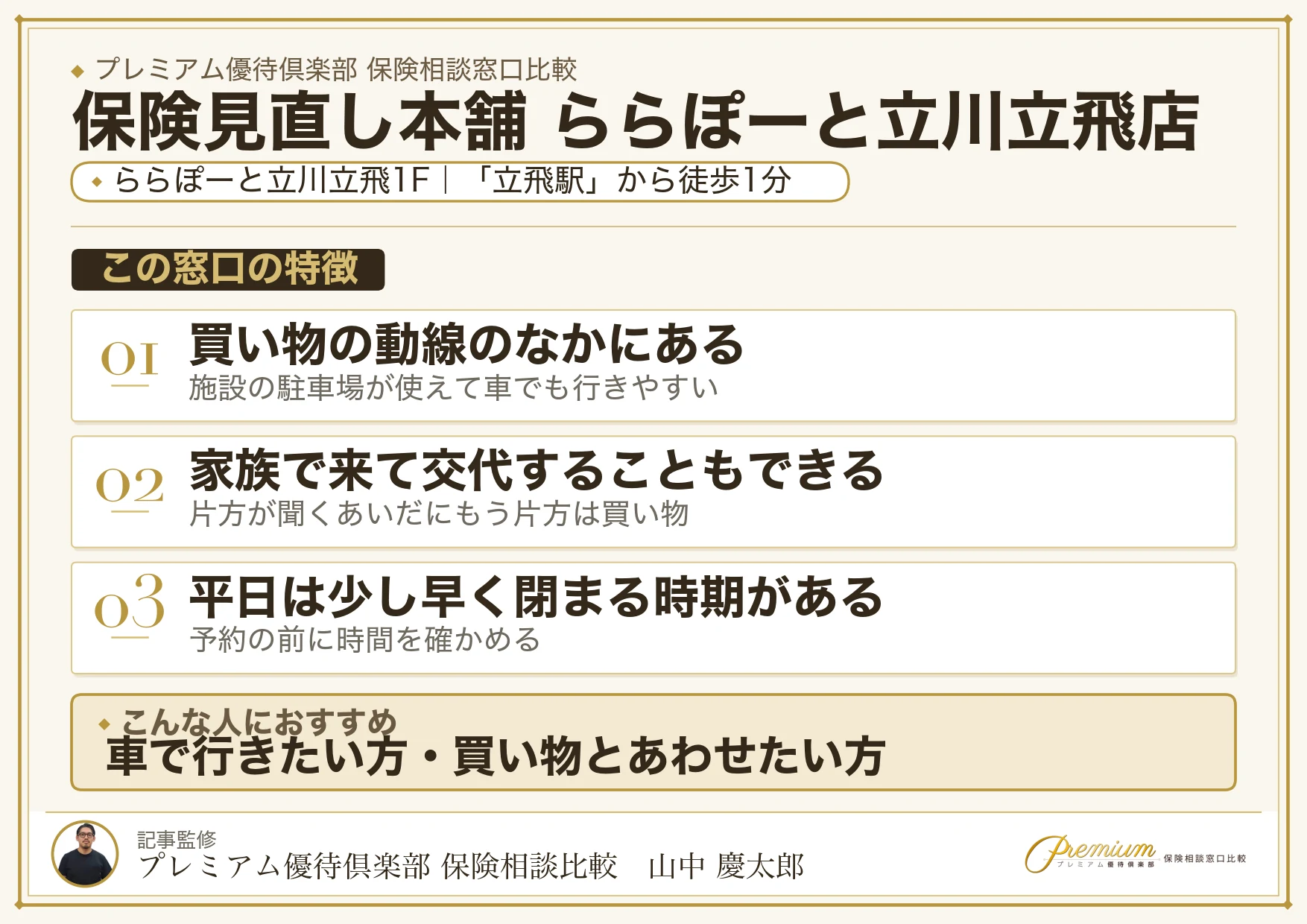 保険見直し本舗 ららぽーと立川立飛店の店舗紹介