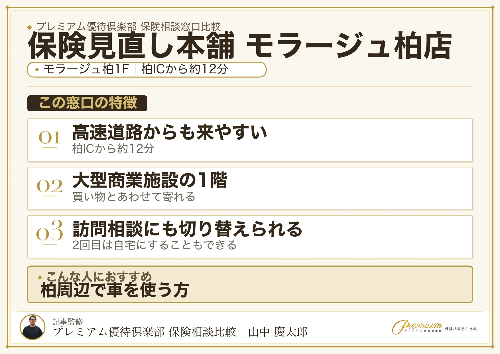 保険見直し本舗 モラージュ柏店の特徴まとめ