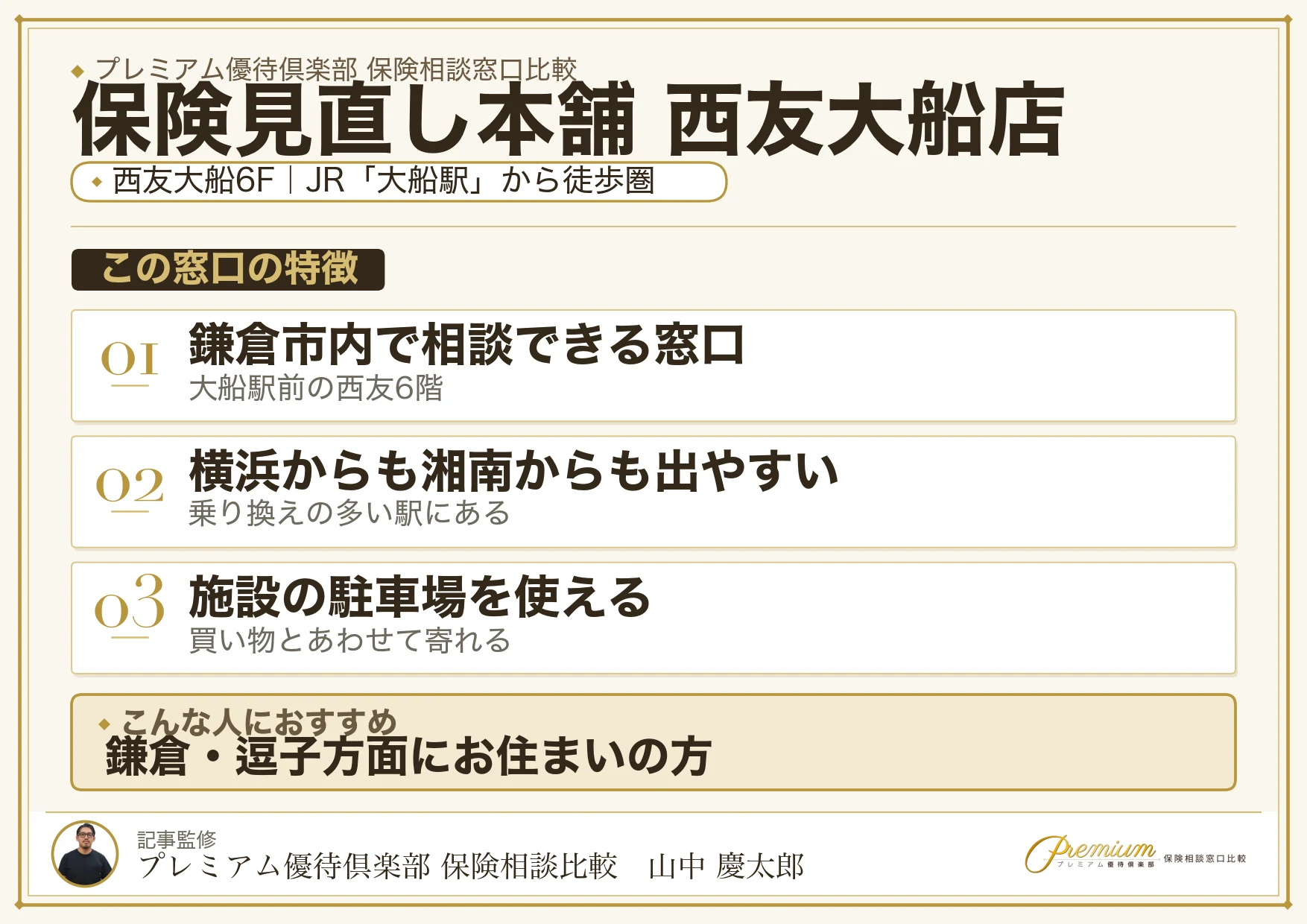 保険見直し本舗 西友大船店の特徴まとめ