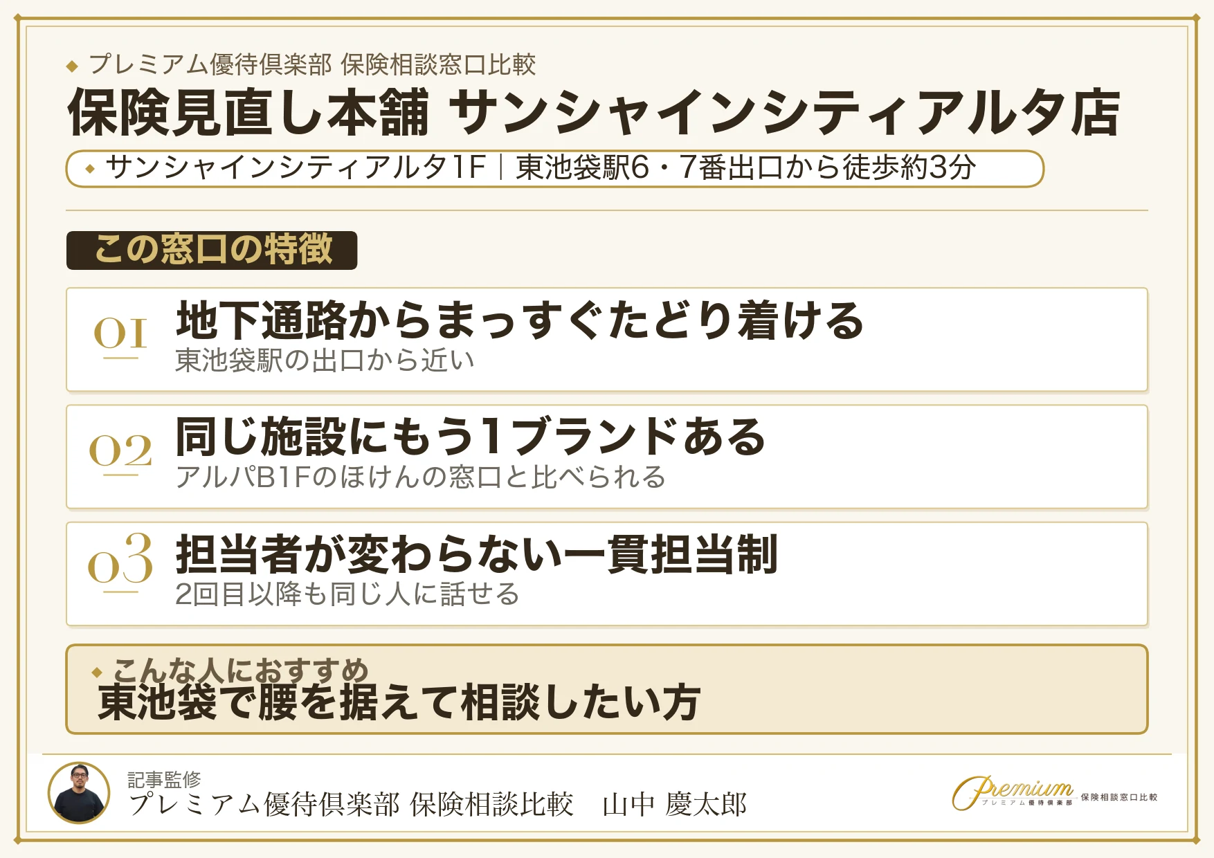 保険見直し本舗 サンシャインシティアルタ店の店舗紹介