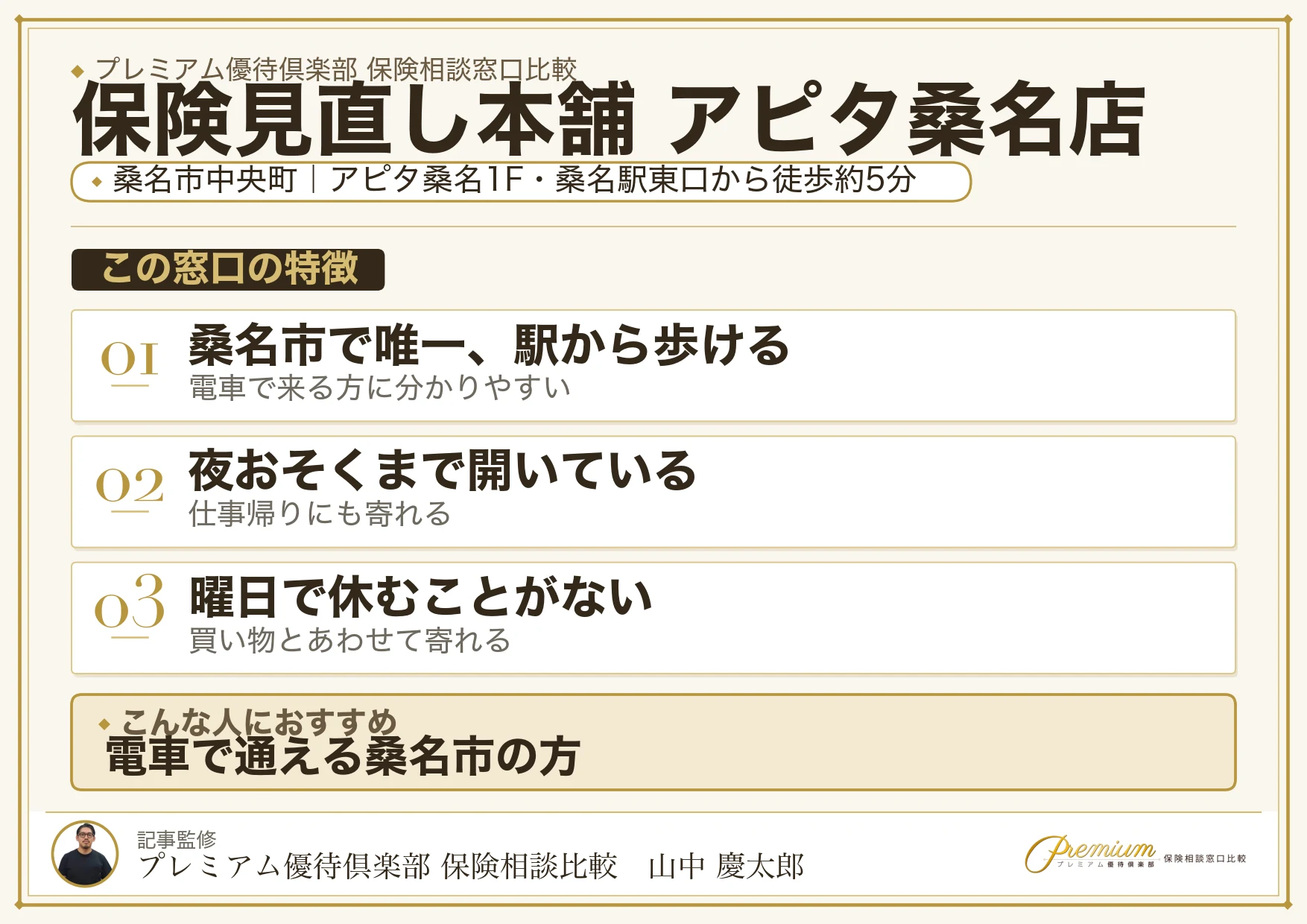 保険見直し本舗 アピタ桑名店の特徴まとめ