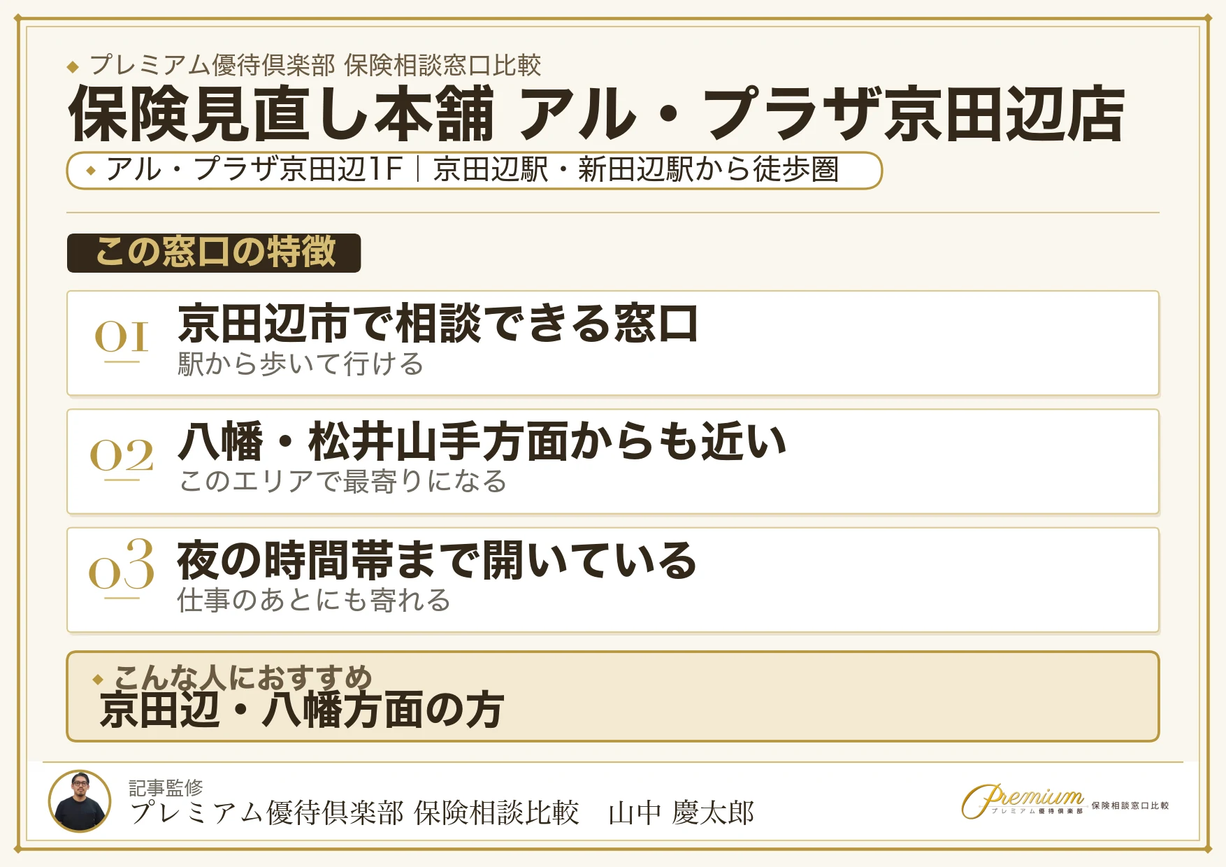 保険見直し本舗 アル・プラザ京田辺店の特徴まとめ