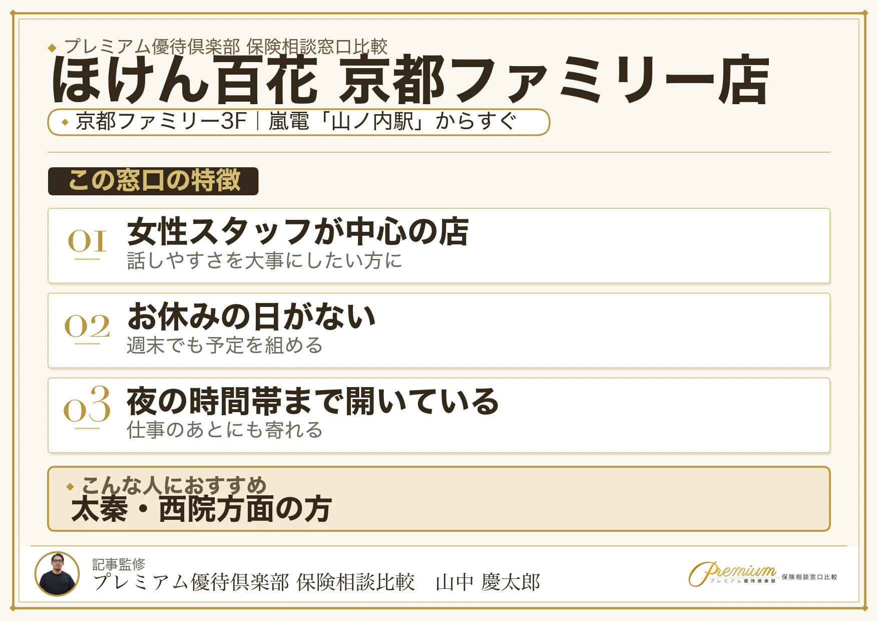ほけん百花 京都ファミリー店の特徴まとめ