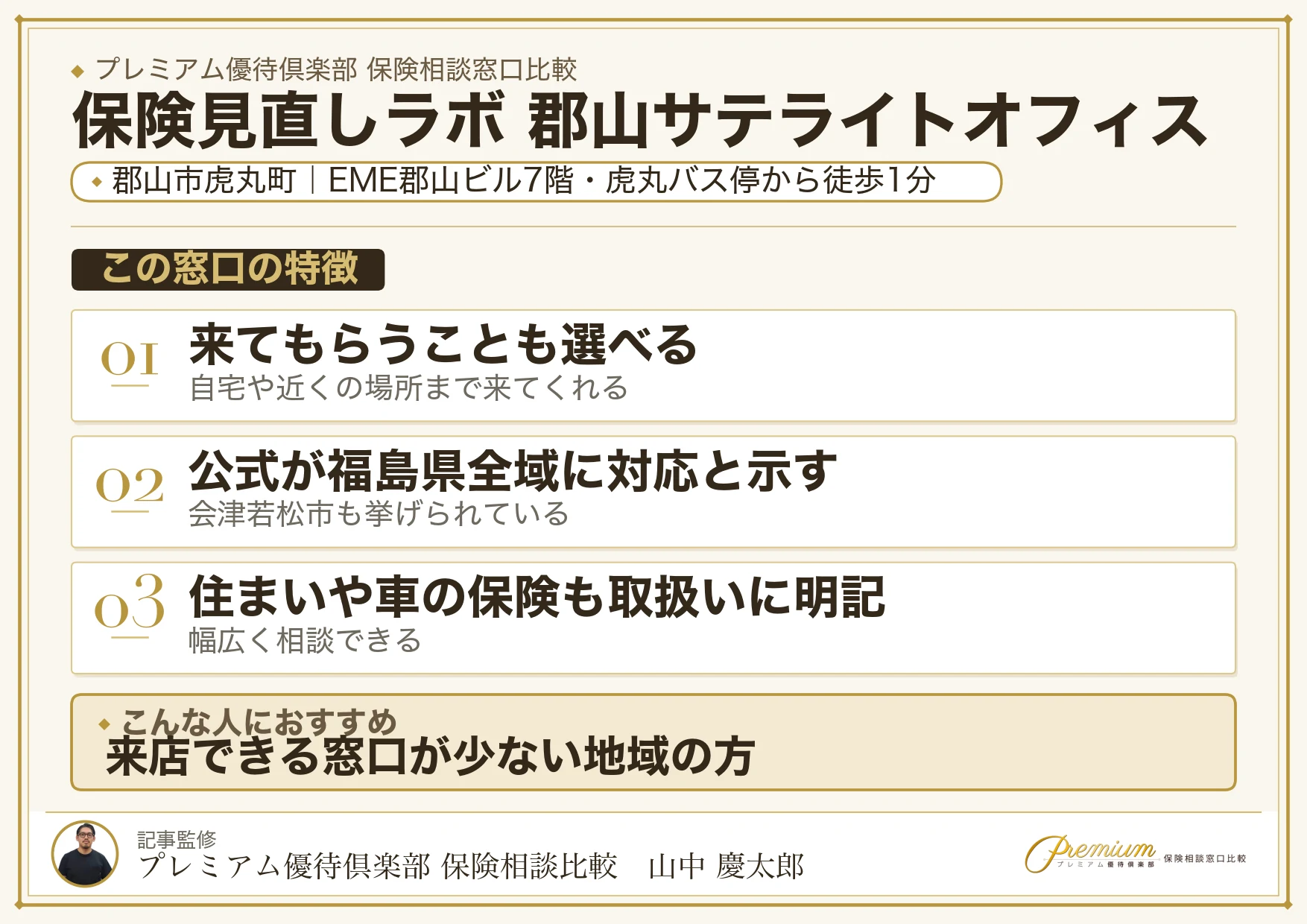 保険見直しラボ 郡山サテライトオフィスの特徴まとめ