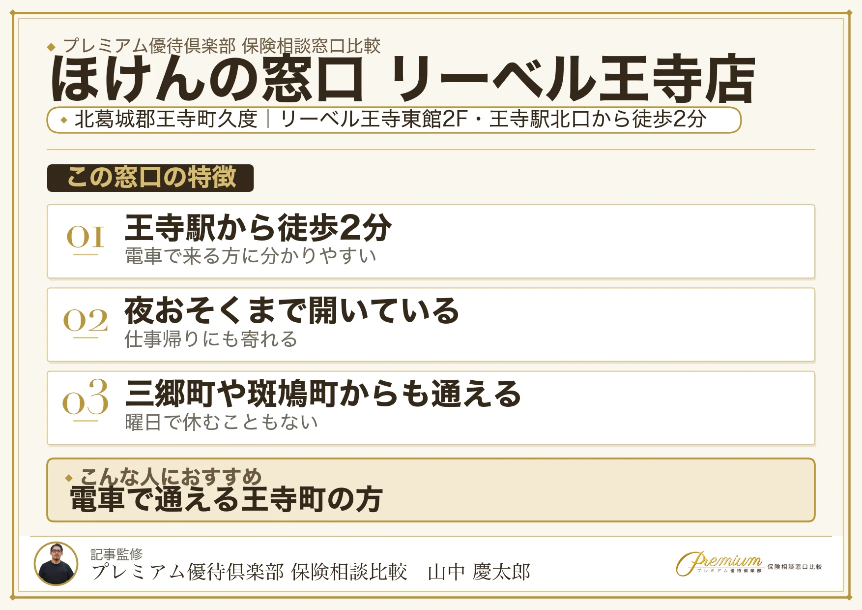 ほけんの窓口 リーベル王寺店の特徴まとめ