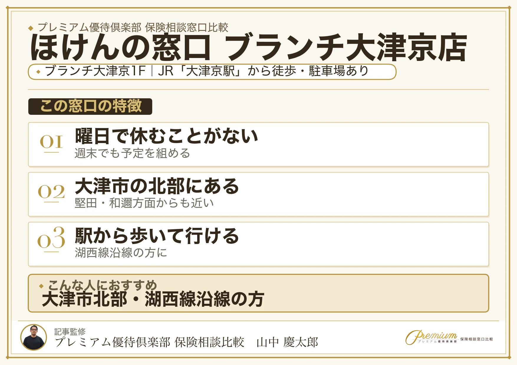 ほけんの窓口 ブランチ大津京店の特徴まとめ