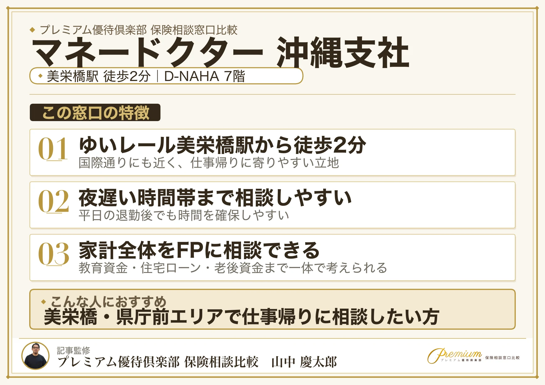マネードクター 沖縄支社の特徴まとめ