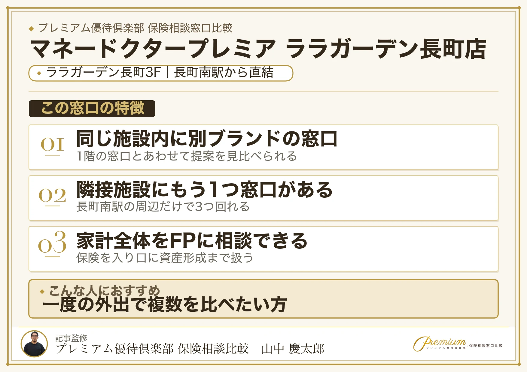 マネードクタープレミア ララガーデン長町店の特徴まとめ