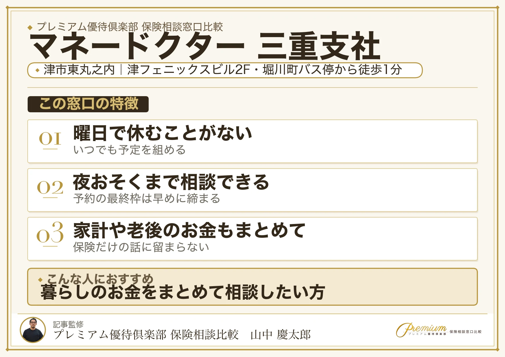 マネードクター 三重支社の特徴まとめ