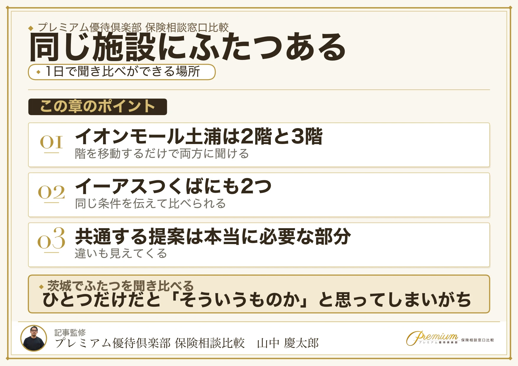 同じ施設に2つのブランドが入っている場所で聞き比べる